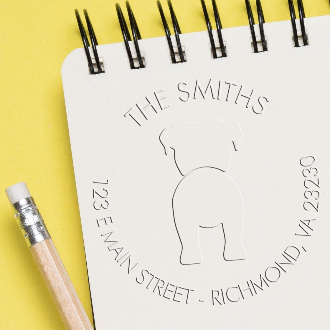 Soft Personalized Address Embossing Seal with Boxer Dog