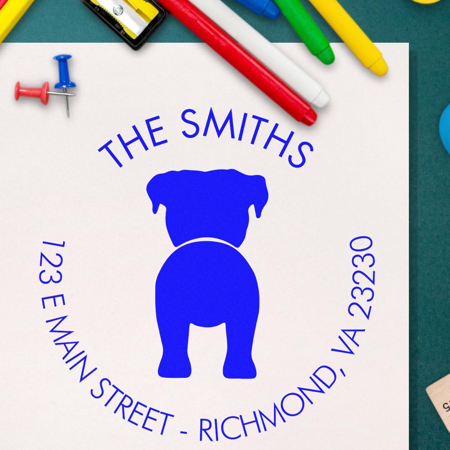 Wood Handle Boxer Custom Name and Address Stamper - Engineer Seal Stamps