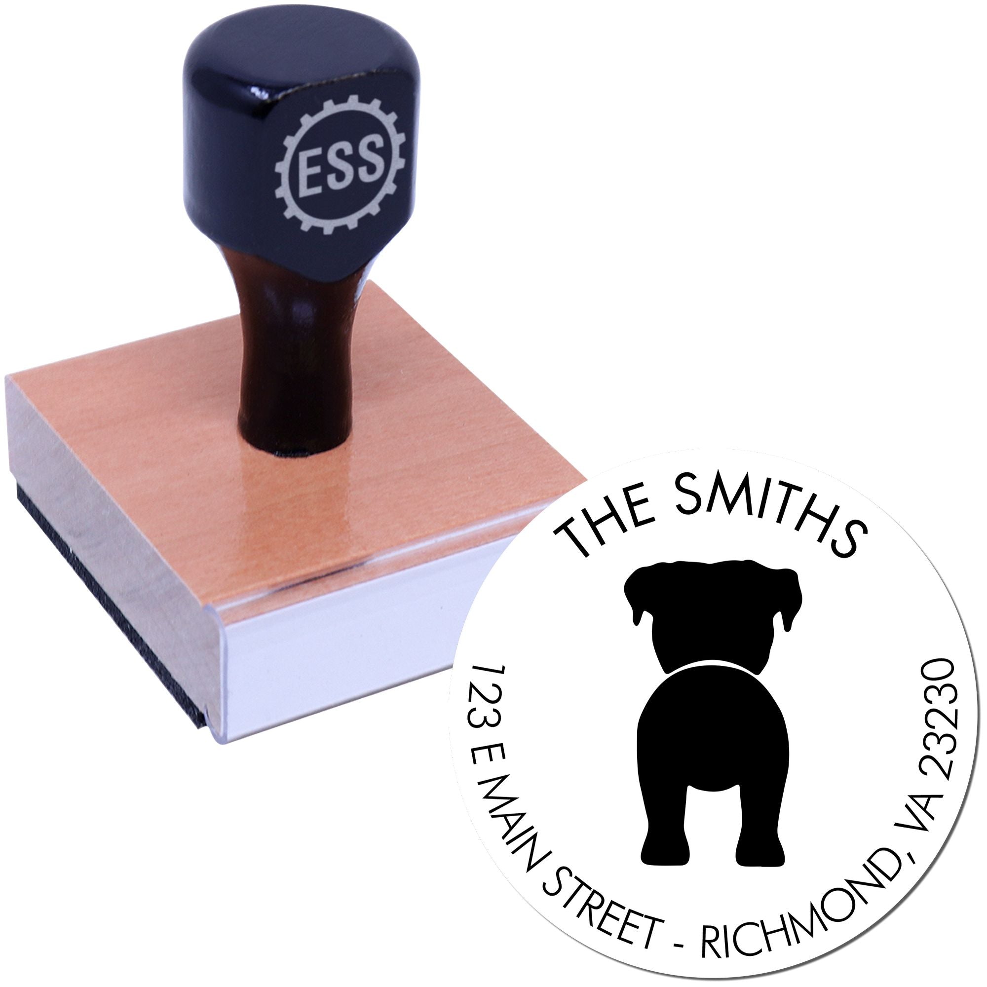 Wood Handle Boxer Custom Name and Address Stamper - Engineer Seal Stamps