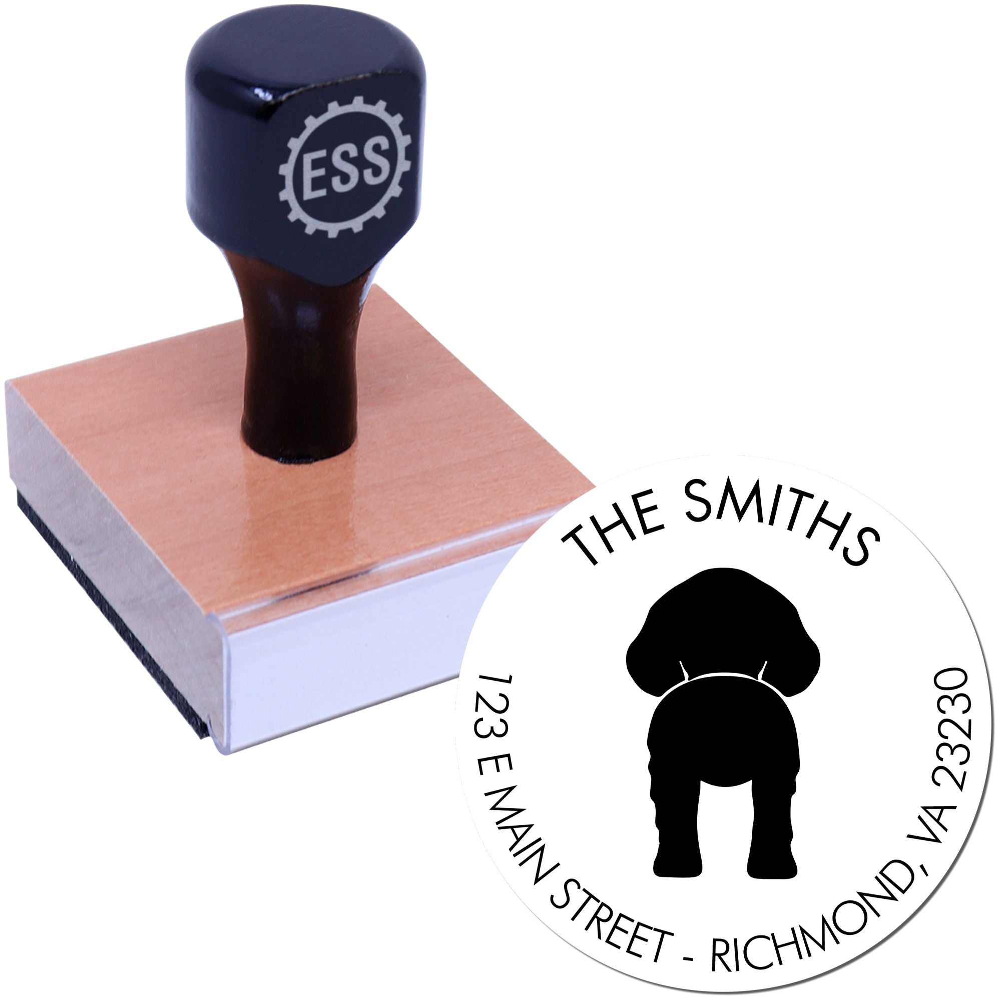Wood Handle Brittany Custom New Address Rubber Stamp - Engineer Seal Stamps