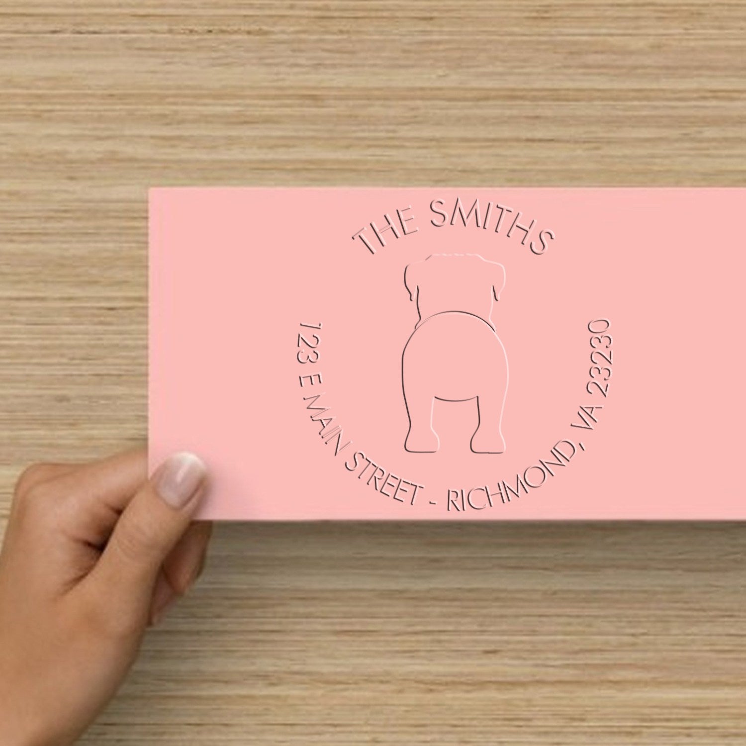 Soft Personalized Address Embossed Seal with Bullmastiff Dog - Engineer Seal Stamps