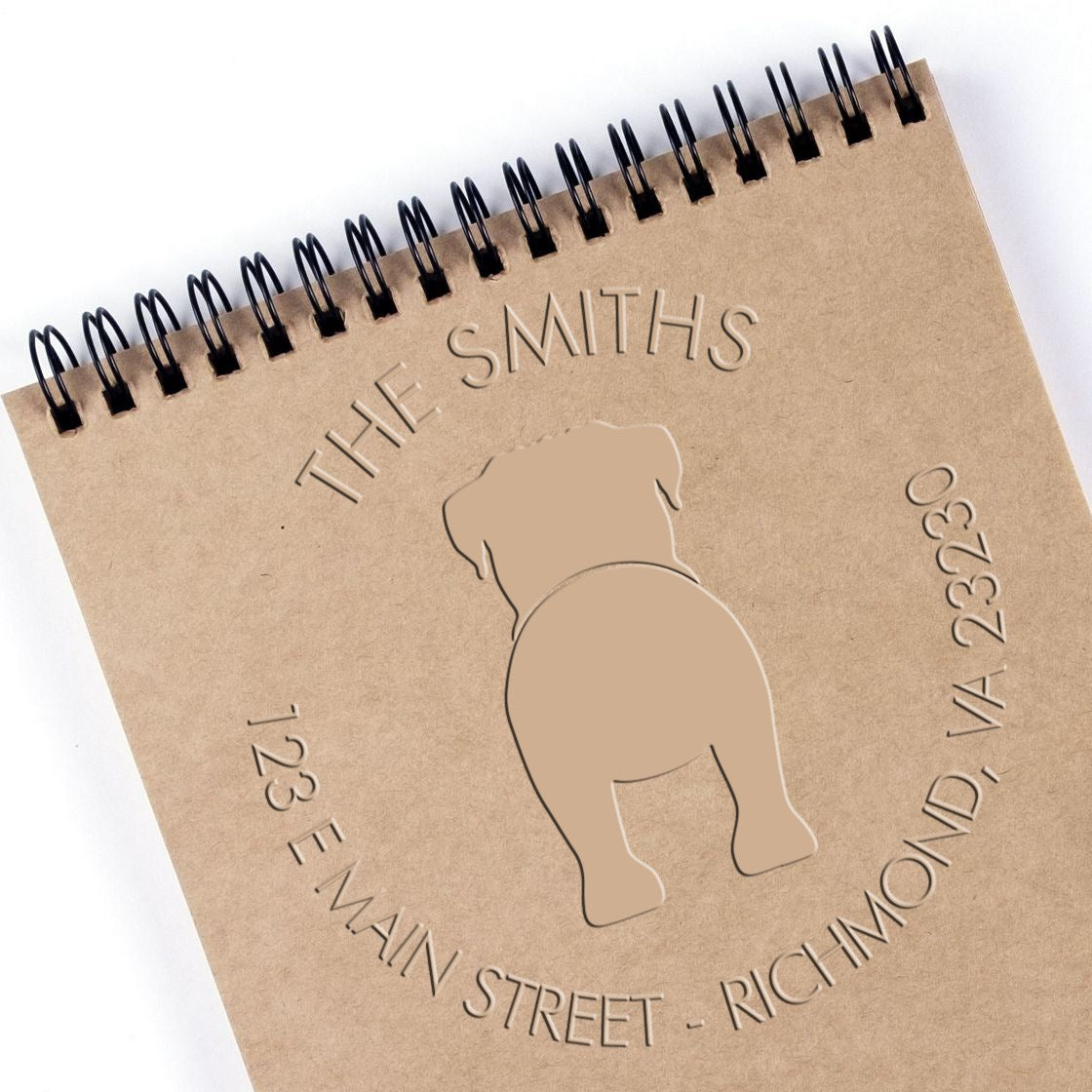Soft Personalized Address Embossed Seal with Bullmastiff Dog