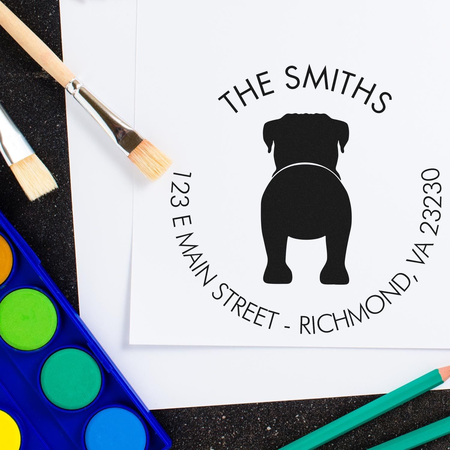 Slim Pre-Inked Bullmastiff Custom House Address Rubber Stamp - Engineer Seal Stamps