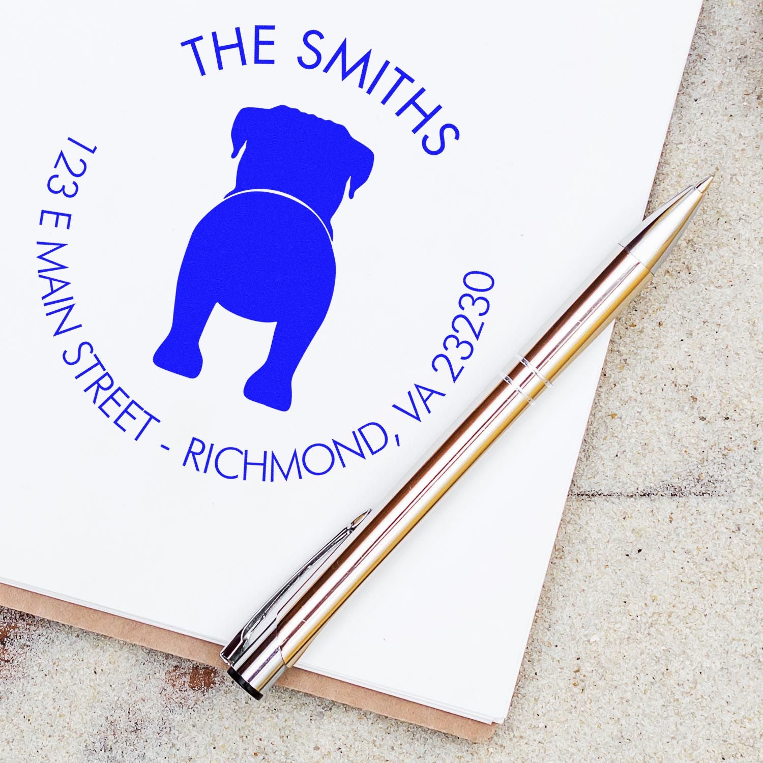 Wood Handle Bullmastiff Custom New Address Stamp - Engineer Seal Stamps