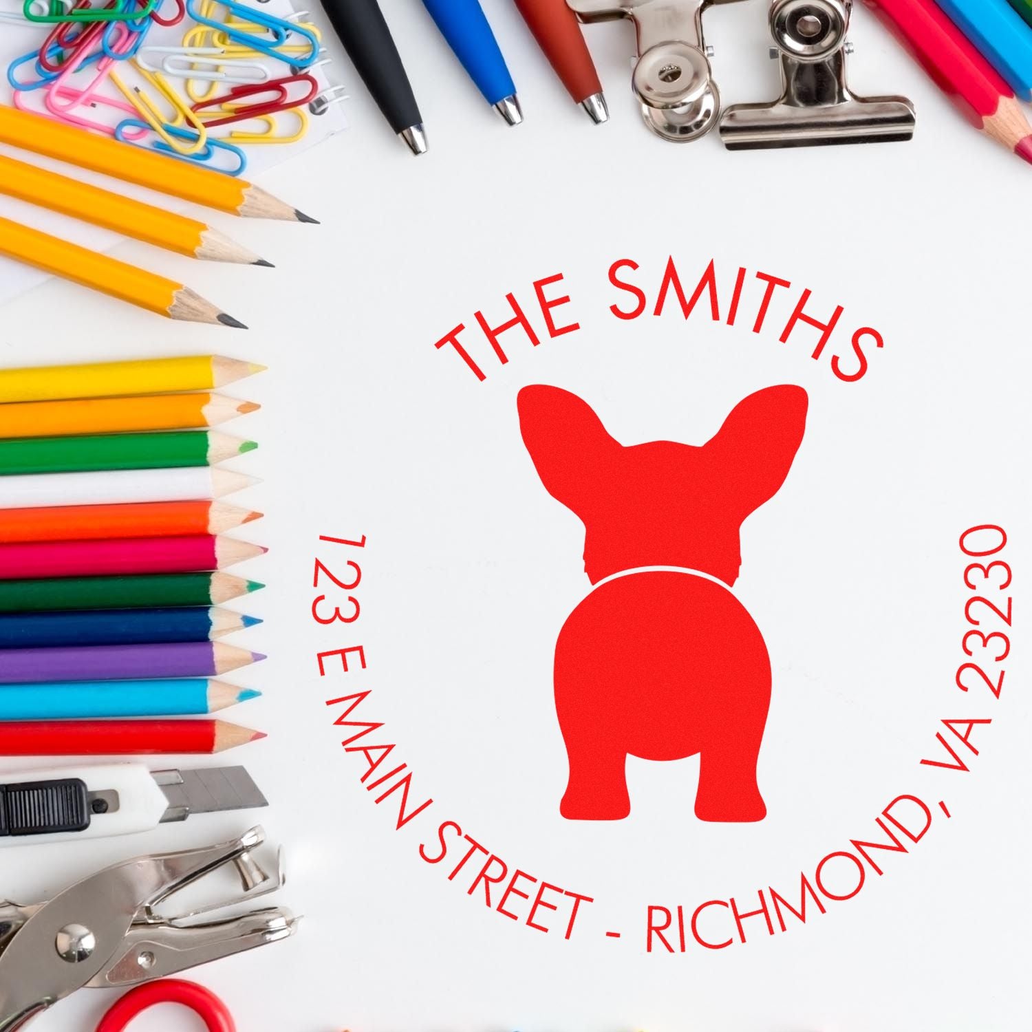 Slim Pre-Inked Cardigan Welsh Corgi Custom Home Address Rubber Stamp - Engineer Seal Stamps