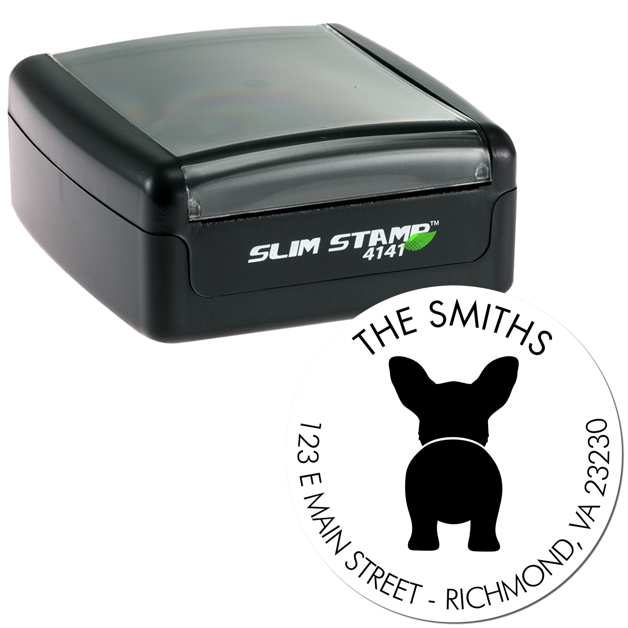 Slim Pre-Inked Cardigan Welsh Corgi Custom Home Address Rubber Stamp