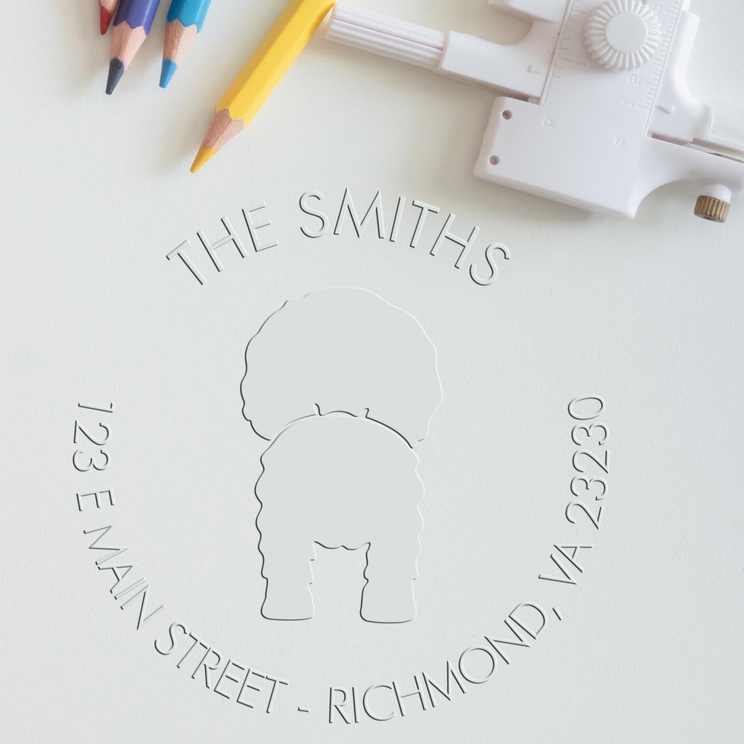 Soft Personalized Home Address Seal Embosser with Cavalier King Charles Spaniel Dog