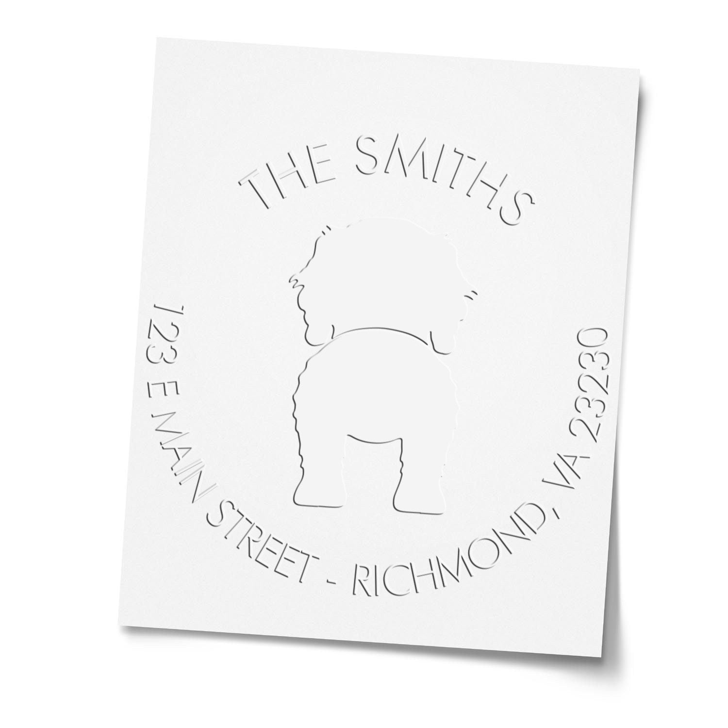 Soft Personalized Home Address Embossing Seal with Cockapoo Dog