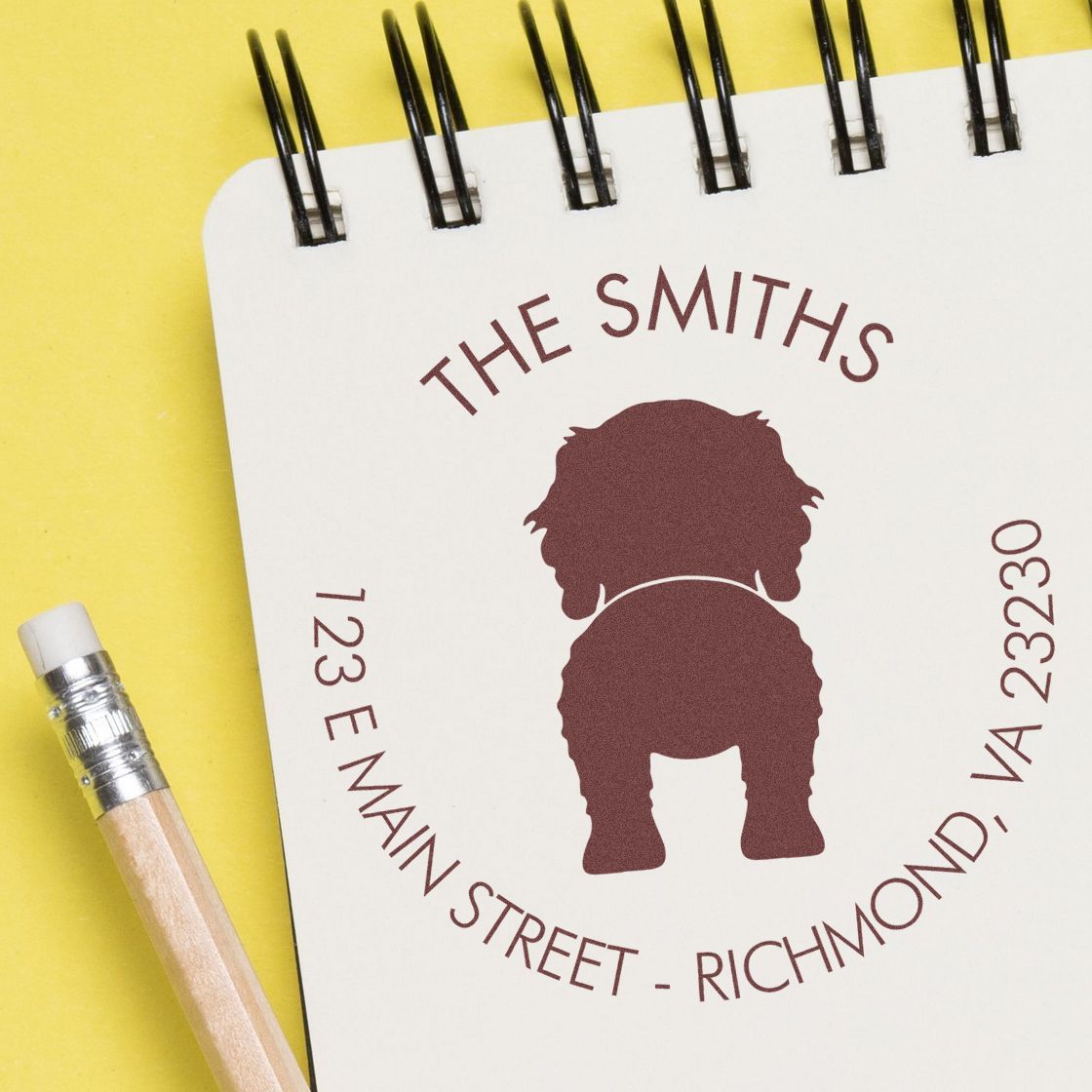 Wood Handle Cockapoo Custom New Home Address Rubber Stamp - Engineer Seal Stamps