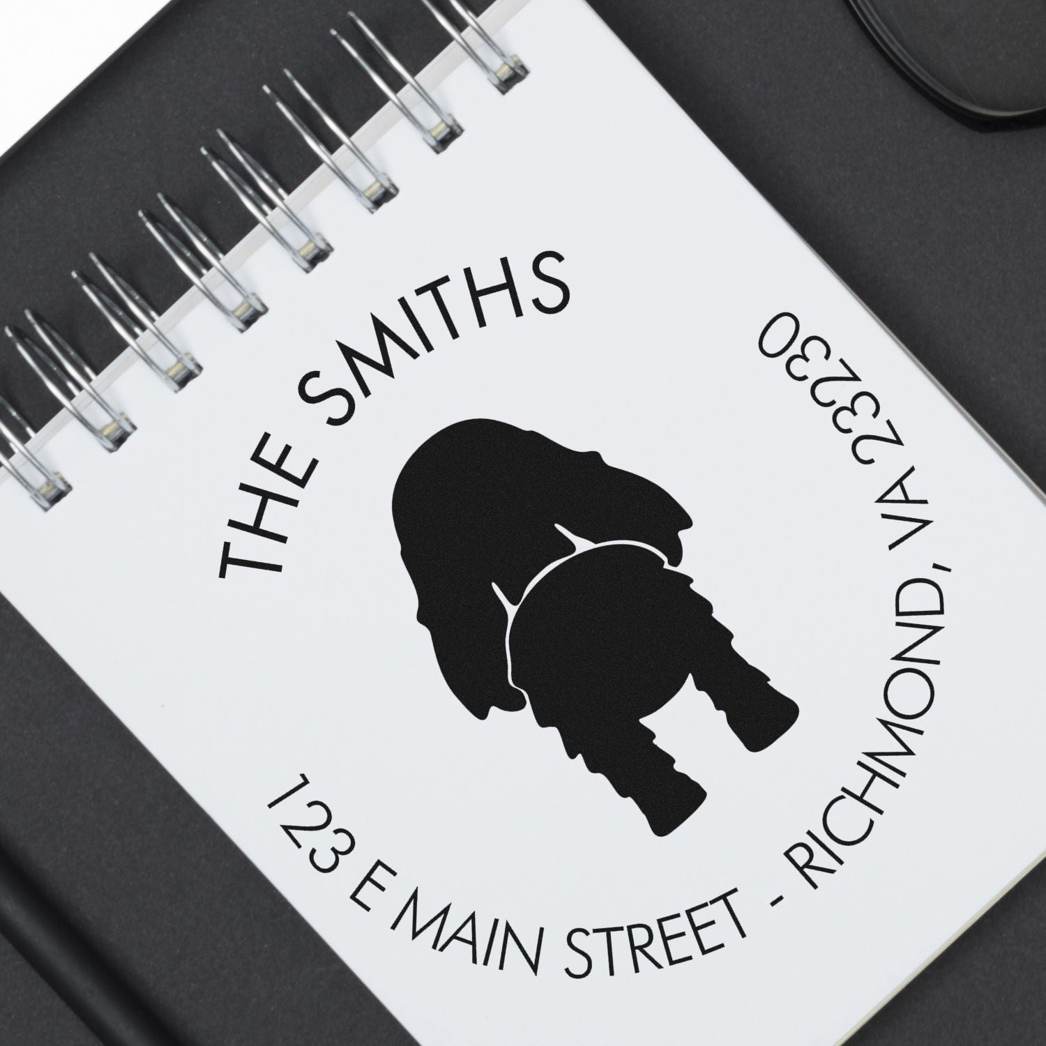 Wood Handle Cocker Spaniel Custom New Home Address Stamp - Engineer Seal Stamps