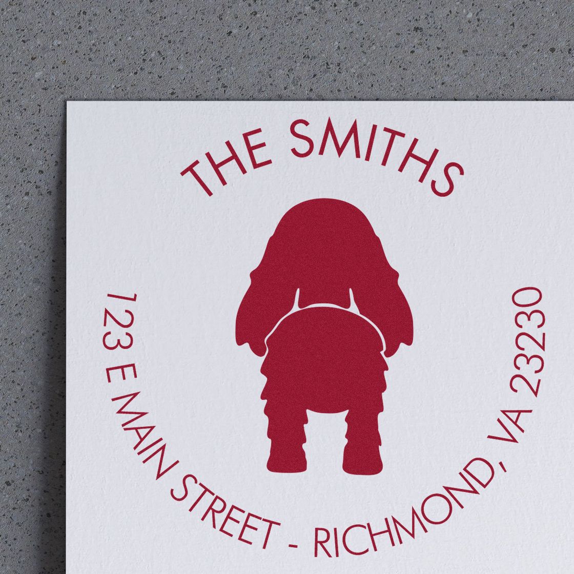 Slim Pre-Inked Cocker Spaniel Custom Dog Design Address Stamp - Engineer Seal Stamps