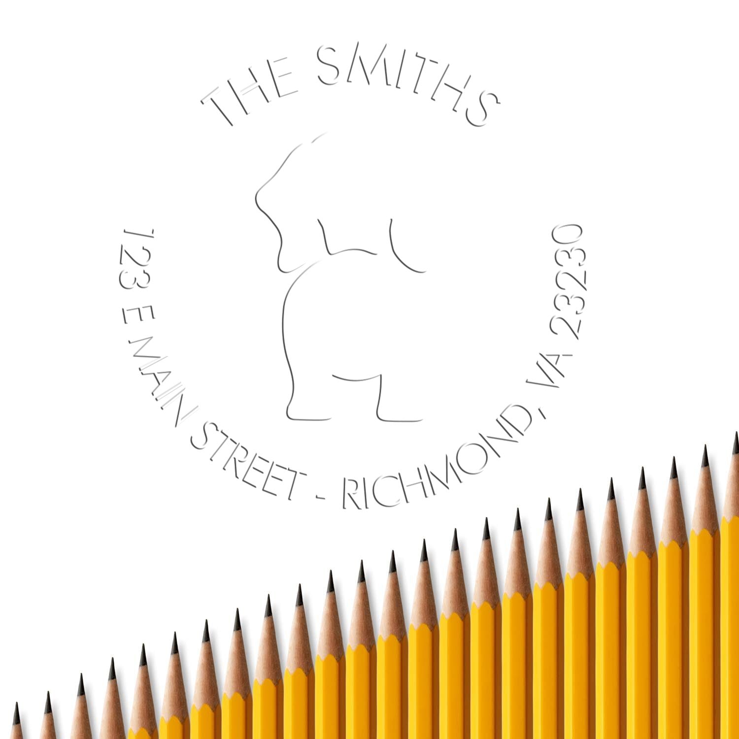 Soft Personalized Home Address Embossed Seal with Dachshund Dog