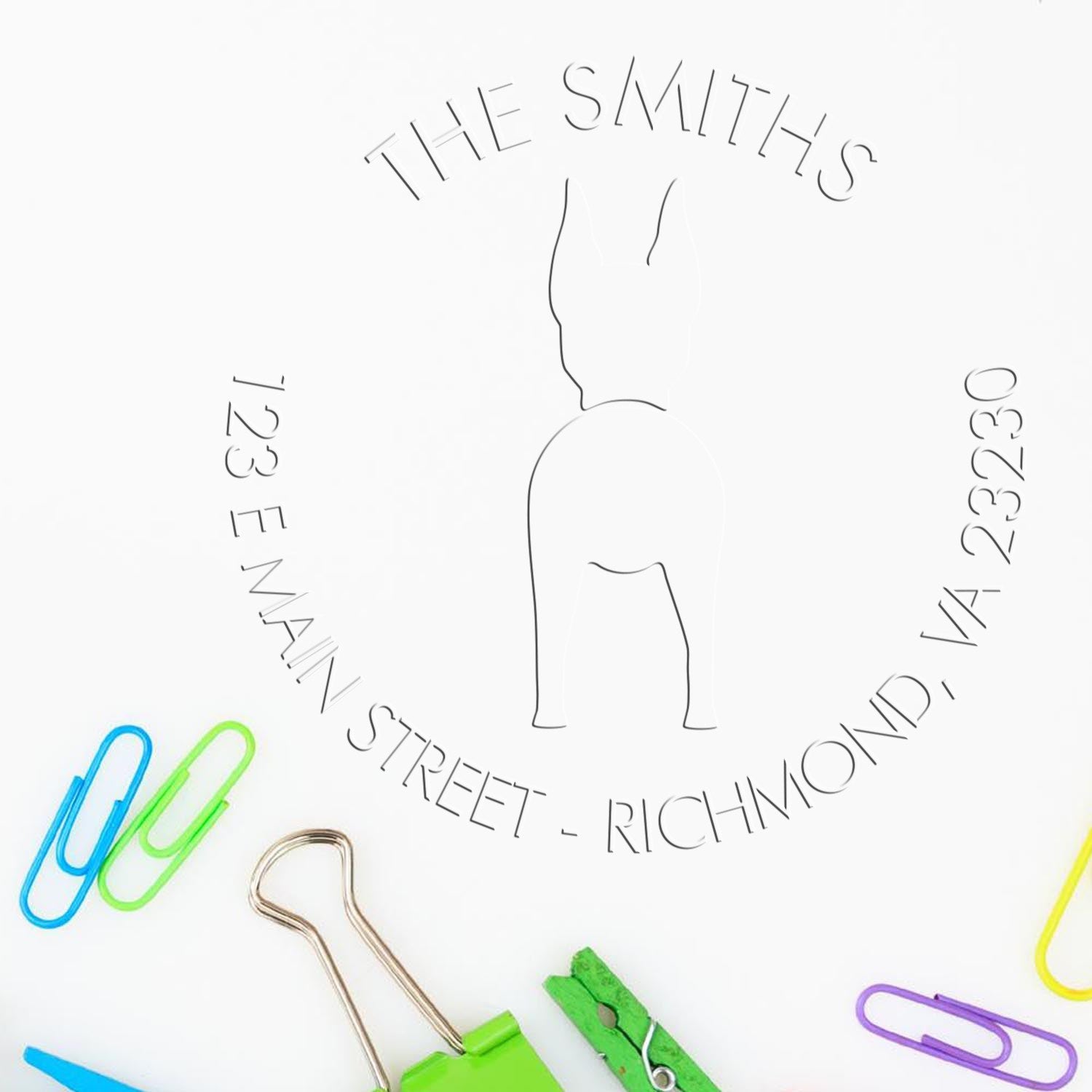 Hybrid Doberman Pinscher Dog Custom Home Address Embossed Seal - Engineer Seal Stamps