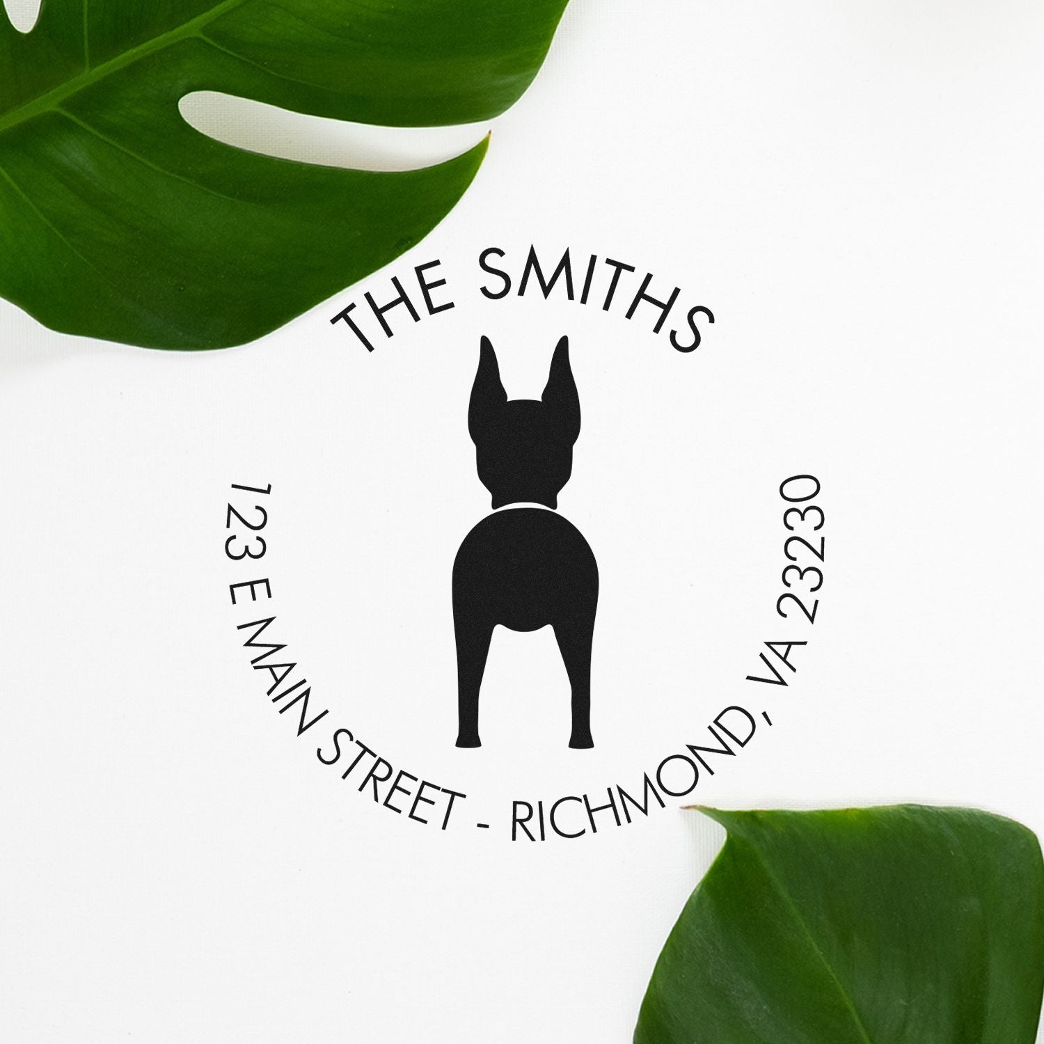 Slim Pre-Inked Doberman Pinscher Custom Dog Return Address Stamp - Engineer Seal Stamps