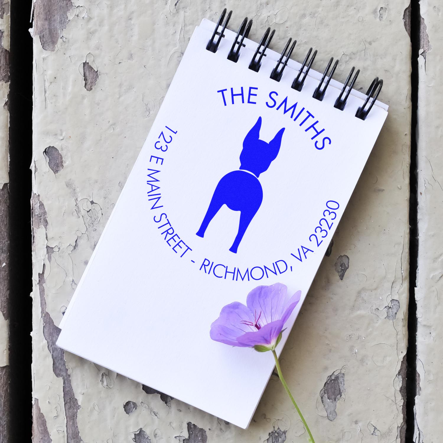 Wood Handle Doberman Pinscher Custom Pet Address Stamp - Engineer Seal Stamps