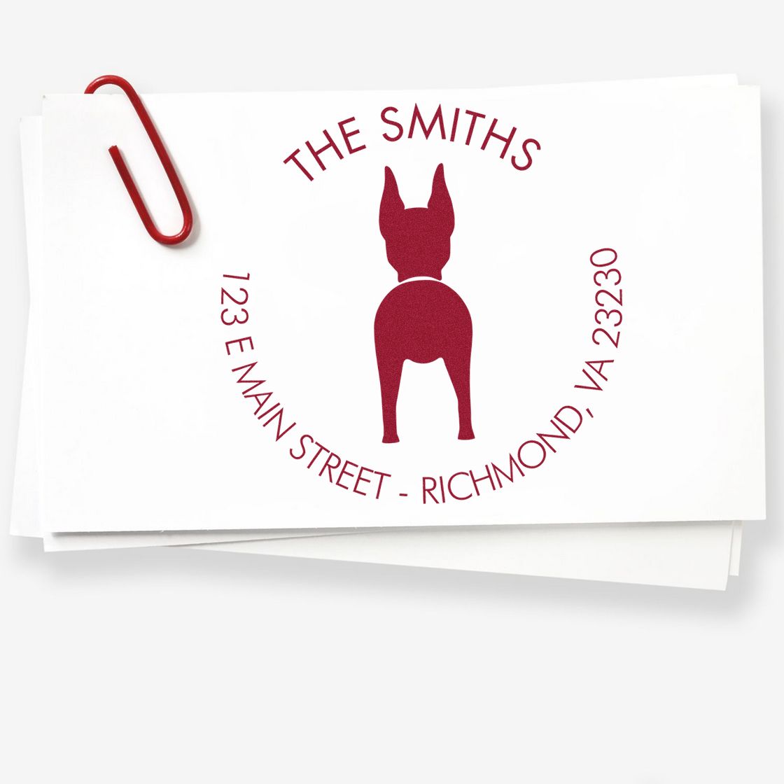 Wood Handle Doberman Pinscher Custom Pet Address Stamp - Engineer Seal Stamps