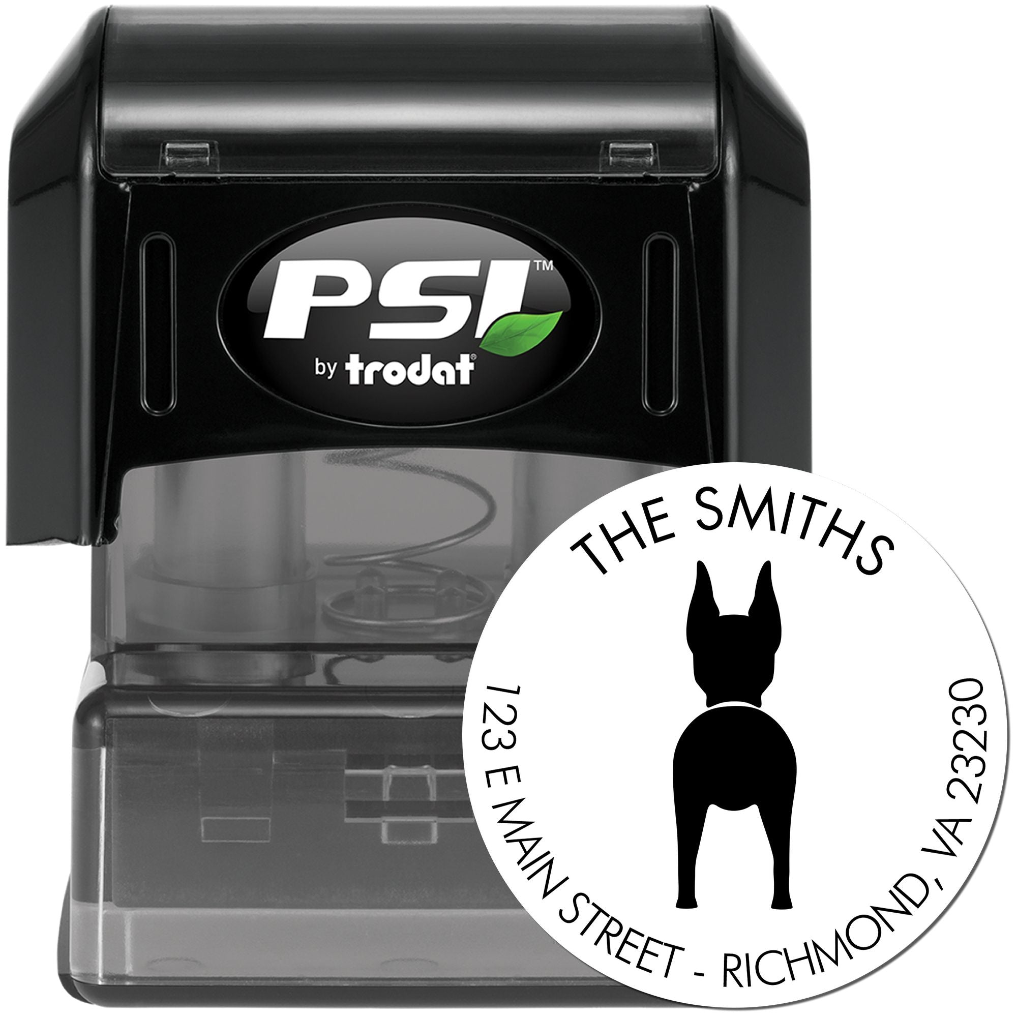 PSI Pre-Inked Doberman Pinscher Mailing Label Stamper - Engineer Seal Stamps