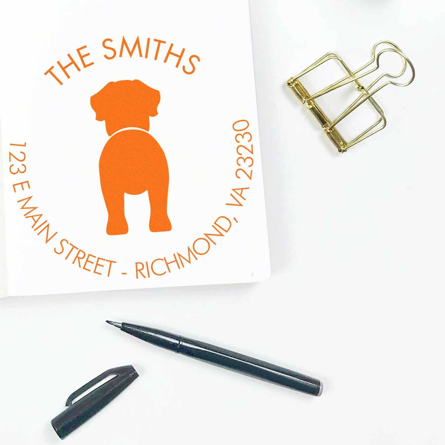 Wood Handle English Mastiff Custom Pet Address Stamper - Engineer Seal Stamps