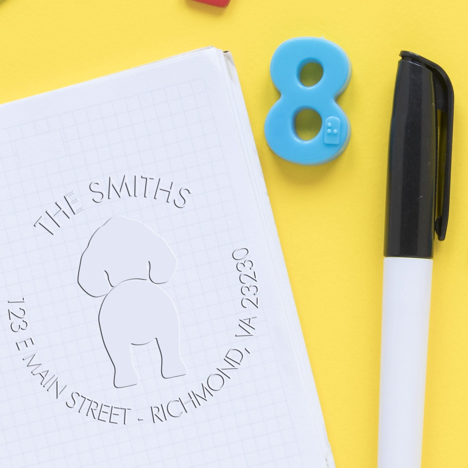 Soft Personalized Return Address Embossing Stamp with English Springer Spaniel Dog - Engineer Seal Stamps