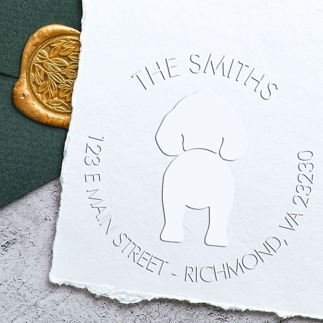 Soft Personalized Return Address Embossing Stamp with English Springer Spaniel Dog