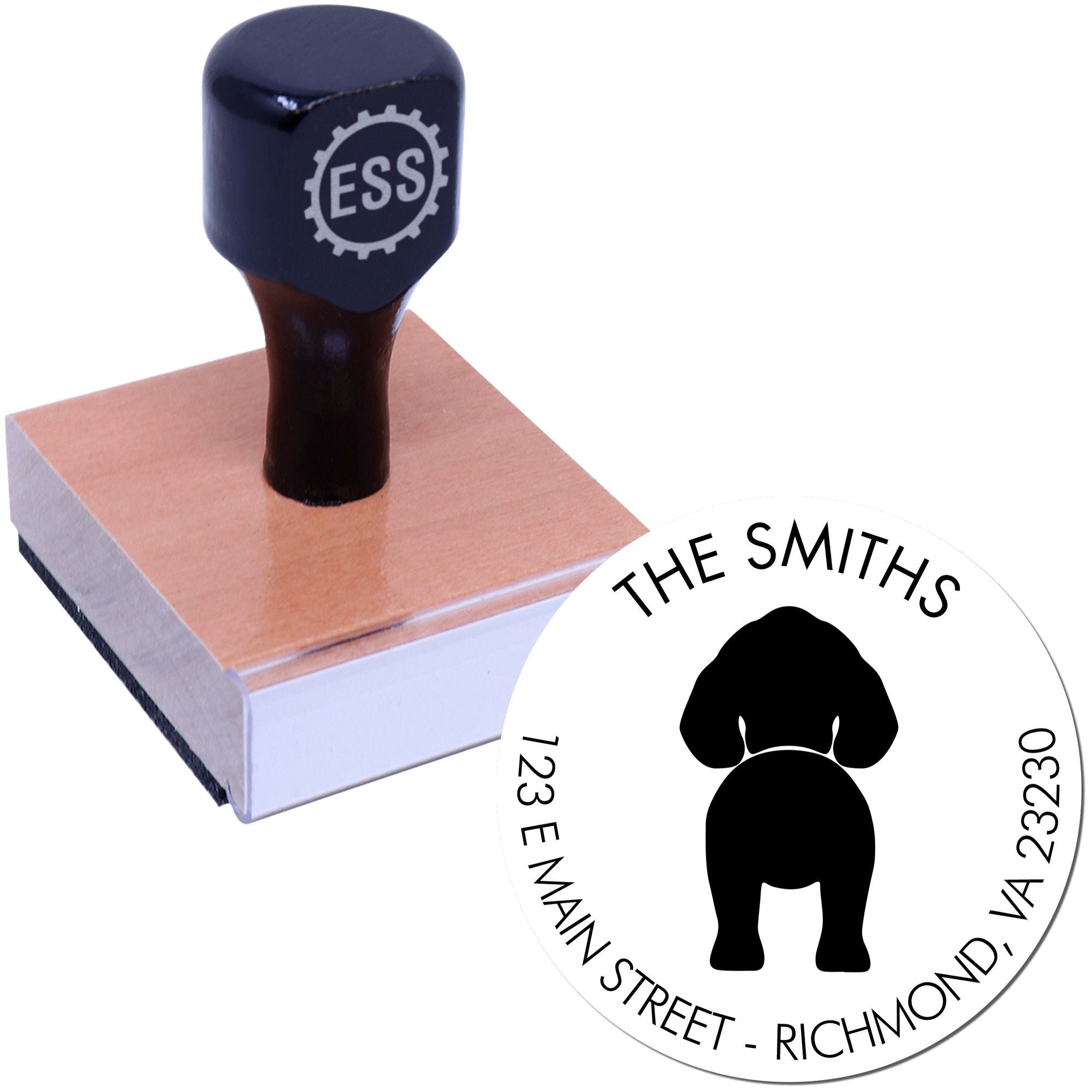 Wood Handle English Springer Spaniel Custom Refillable Address Rubber Stamp - Engineer Seal Stamps