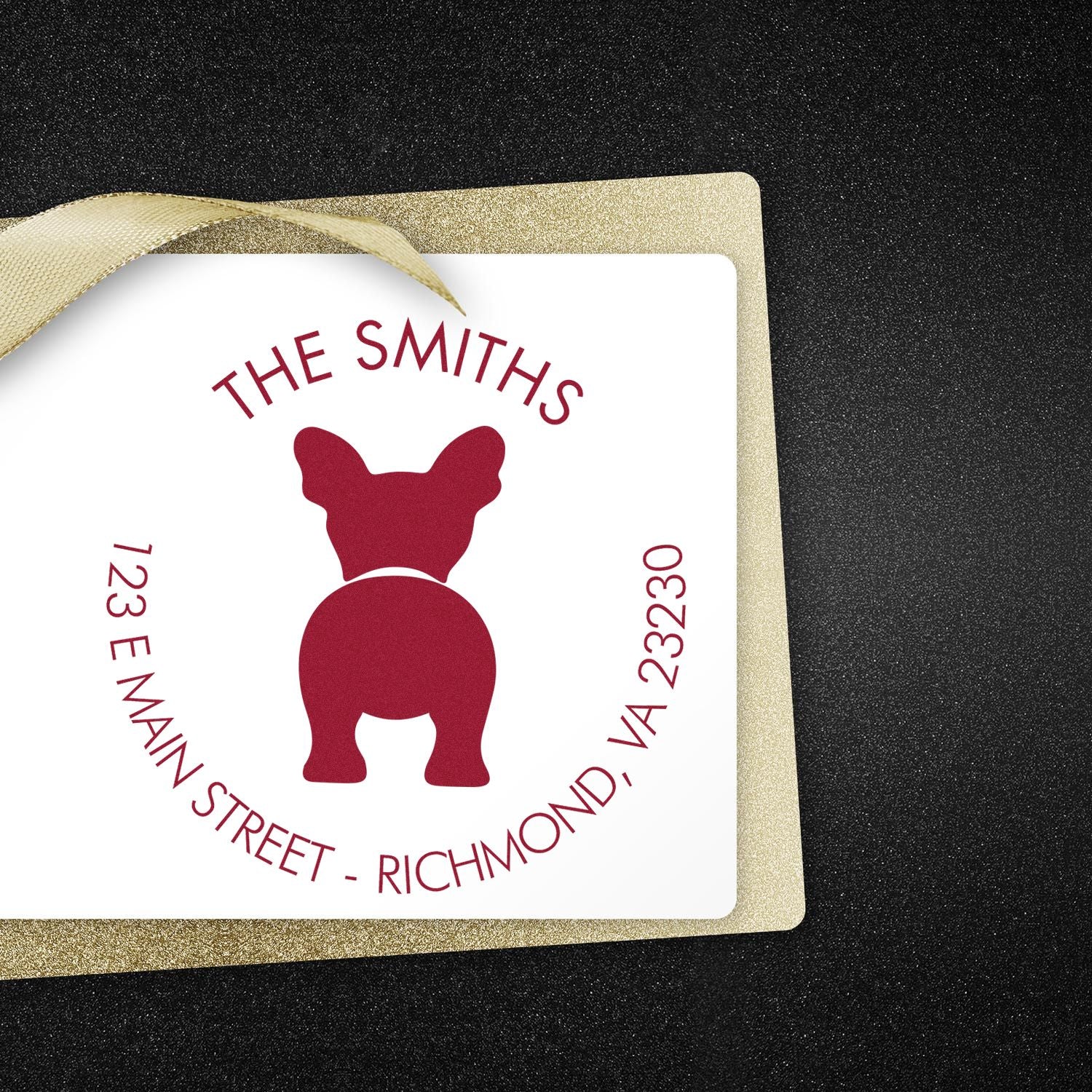 Self-Inking French Bulldog Custom-Made Mailing Label Rubber Stamp - Engineer Seal Stamps