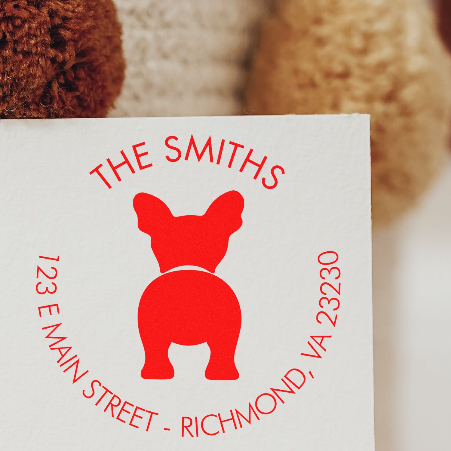 Slim Pre-Inked French Bulldog Custom Mailing Label Stamp - Engineer Seal Stamps