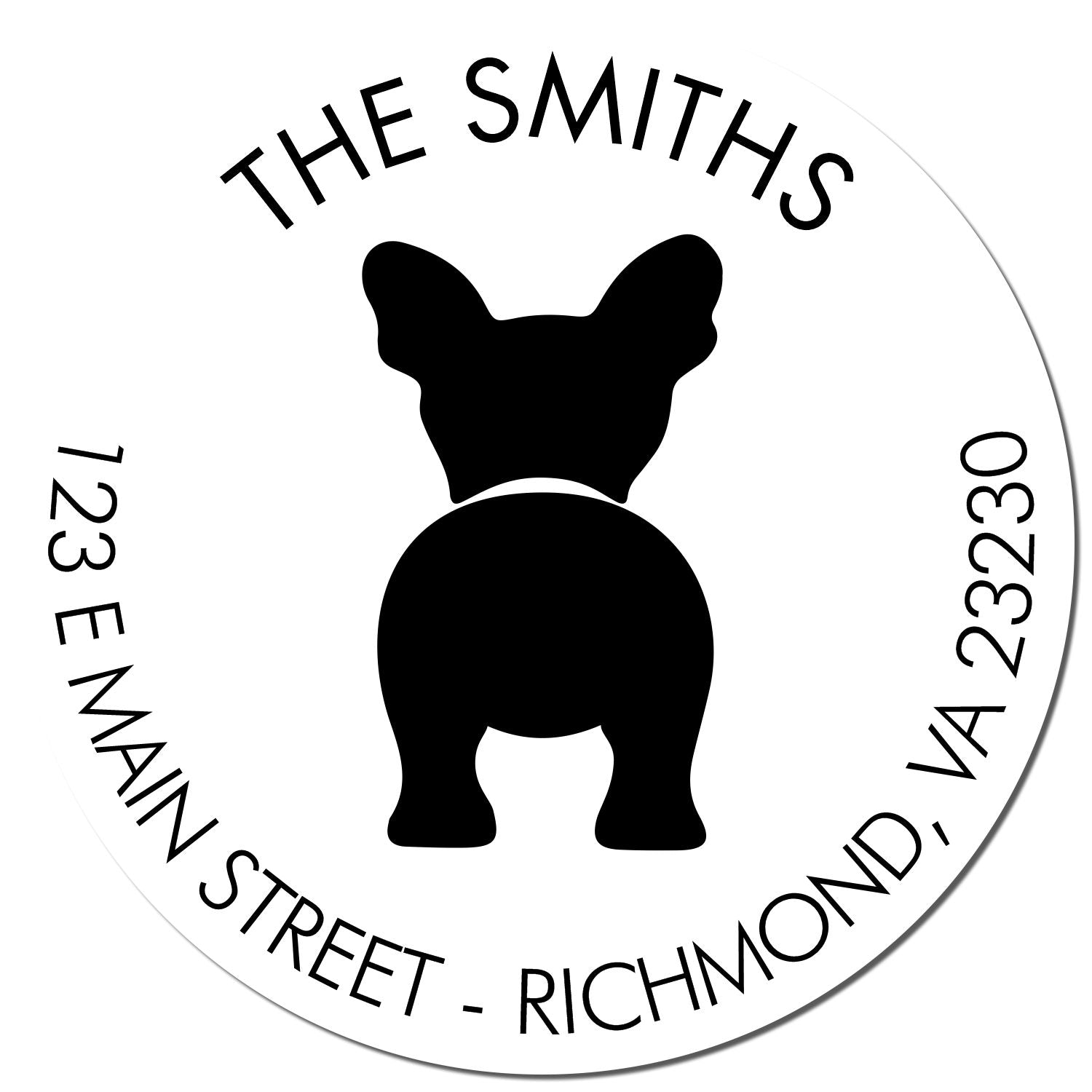 Slim Pre-Inked French Bulldog Custom Mailing Label Stamp - Engineer Seal Stamps