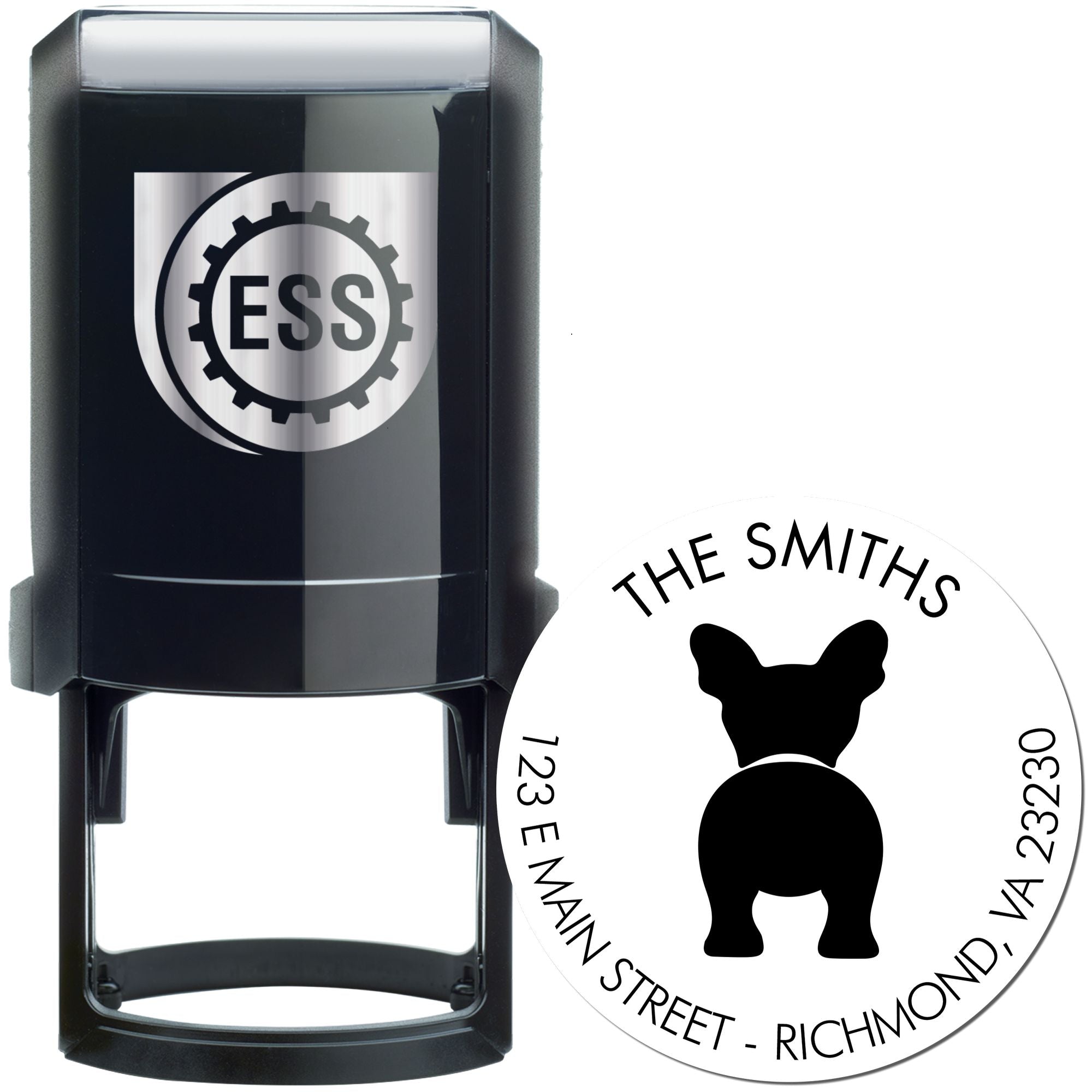 Self-Inking French Bulldog Custom-Made Mailing Label Rubber Stamp - Engineer Seal Stamps