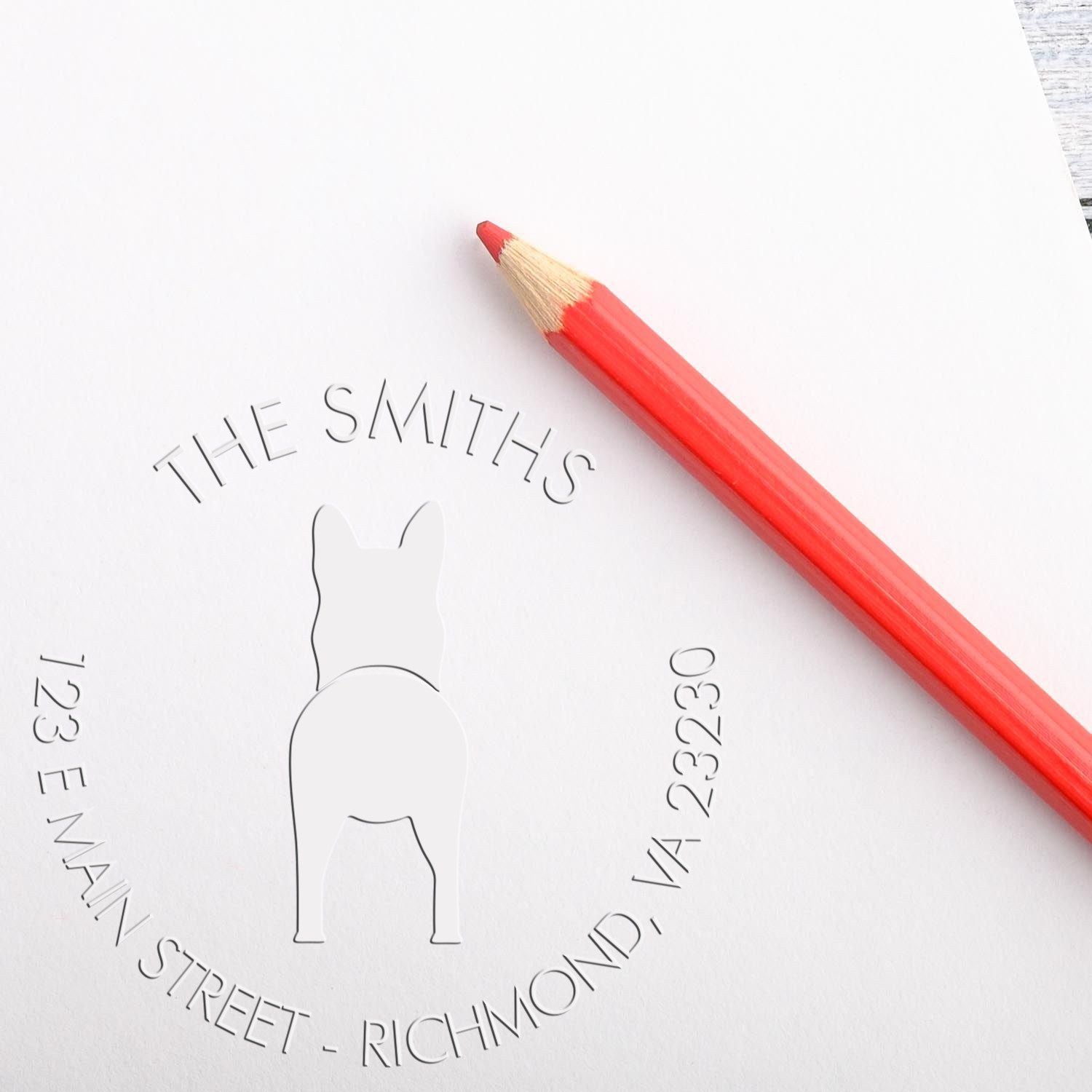 Soft Personalized Return Address Seal Stamp with German Shepherd Dog