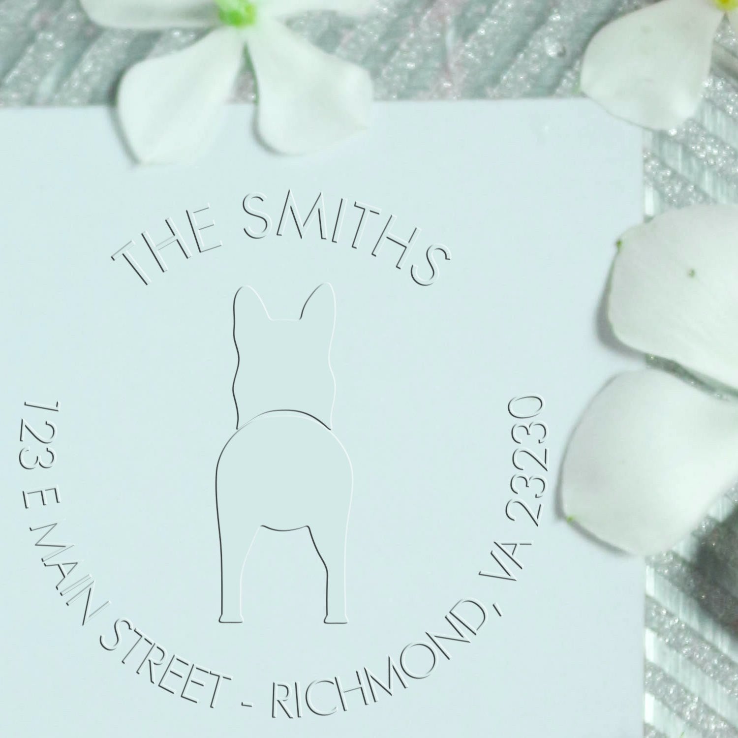 Soft Personalized Return Address Seal Stamp with German Shepherd Dog