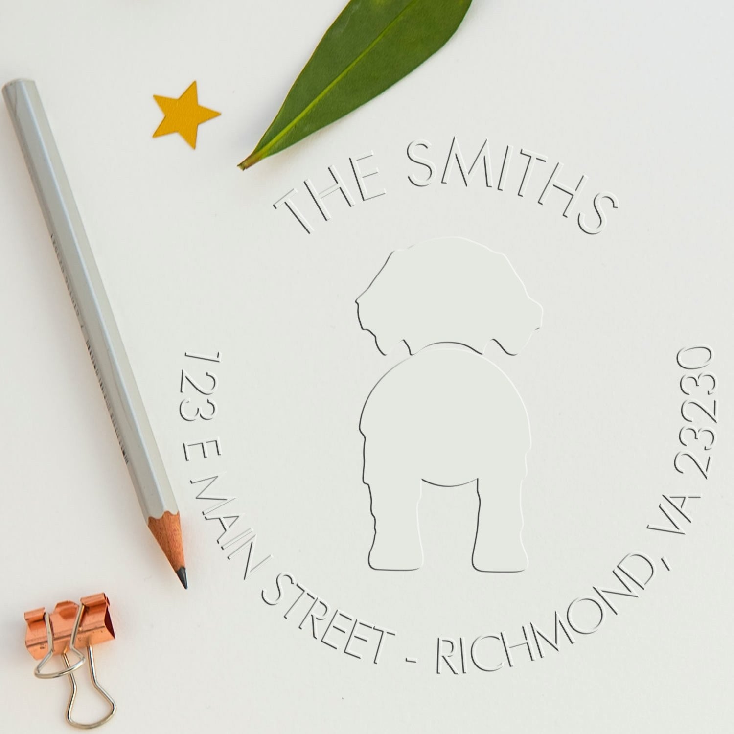 Soft Personalized Return Address Embossed Seal with Golden Retriever Dog - Engineer Seal Stamps