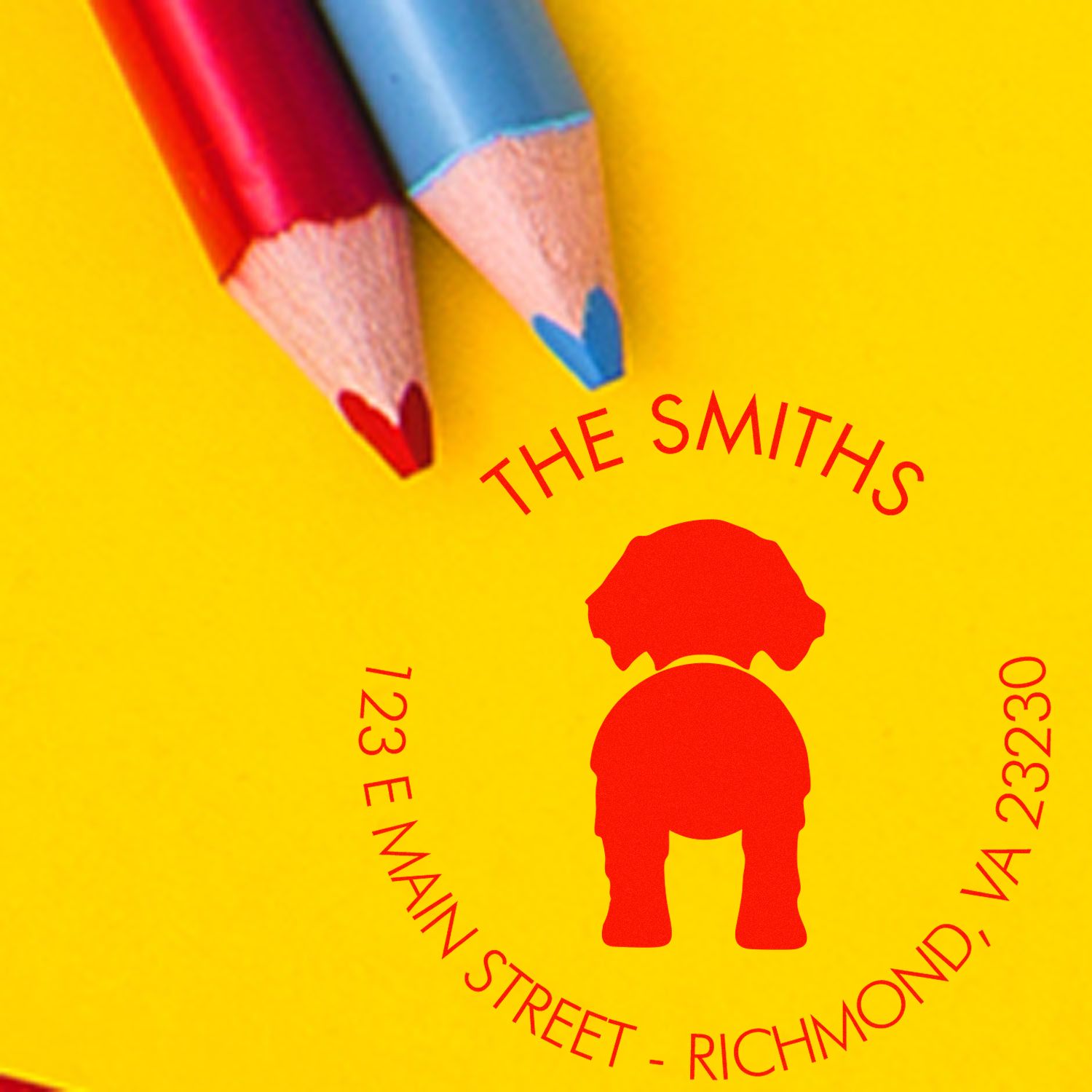 Slim Pre-Inked Golden Retriever Custom Mail Label Rubber Stamp - Engineer Seal Stamps