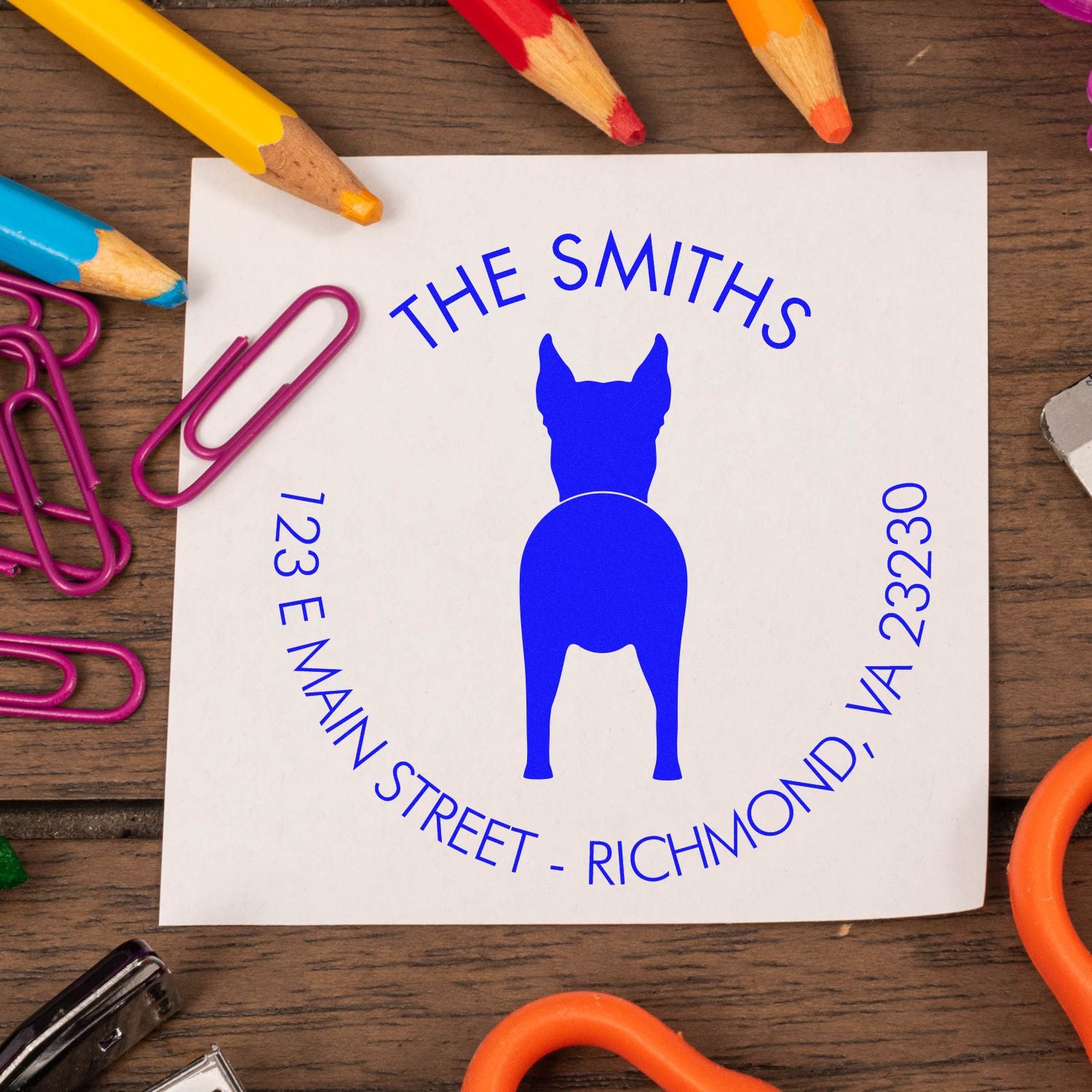 PSI Pre-Inked Great Dane Cropped Ears Name and Address Rubber Stamp - Engineer Seal Stamps