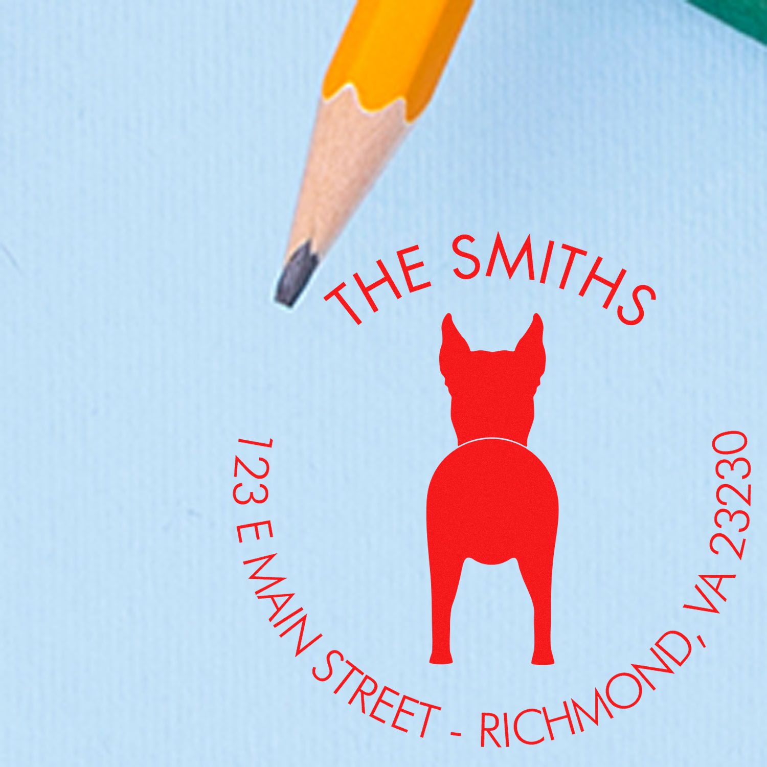 Wood Handle Great Dane Cropped Ears Custom Return Address Rubber Stamp - Engineer Seal Stamps