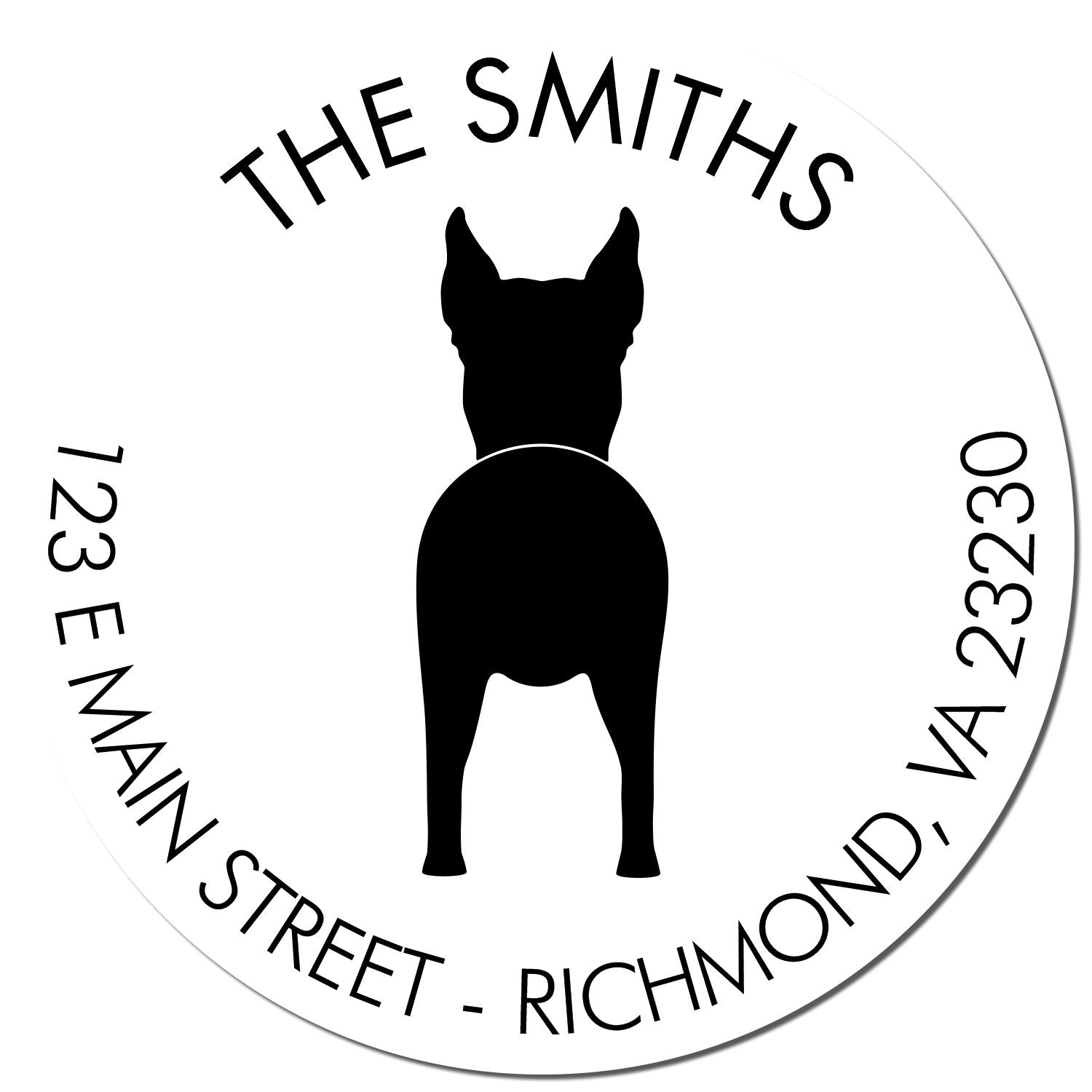 Wood Handle Great Dane Cropped Ears Custom Return Address Rubber Stamp - Engineer Seal Stamps