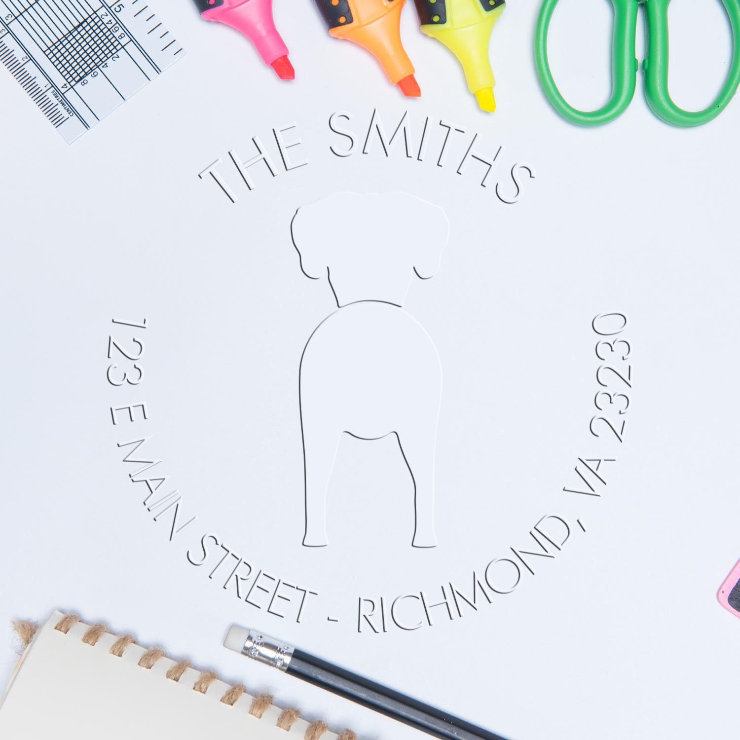 Desk Great Dane Customizable Address Return Embossing Stamp - Engineer Seal Stamps