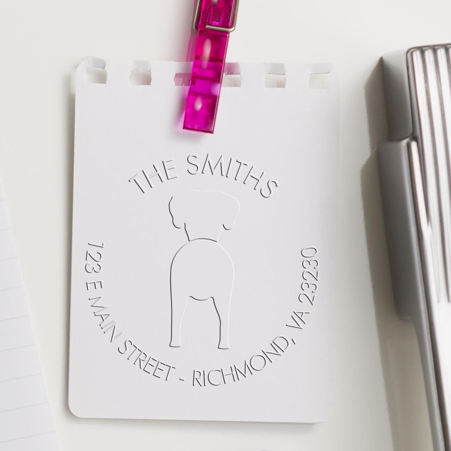 Soft Personalized Address Return Seal Embosser with Great Dane Dog