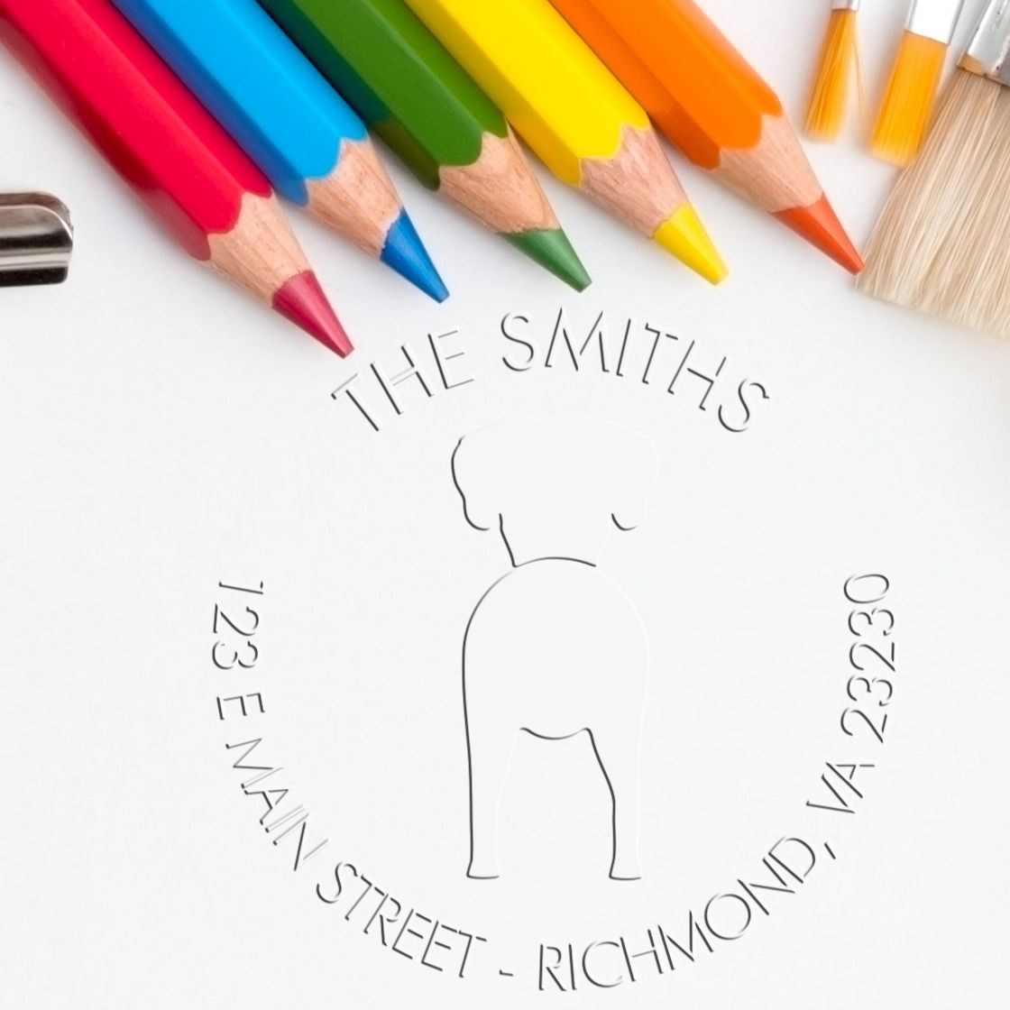 Hybrid Great Dane Dog Custom Address Return Embosser - Engineer Seal Stamps