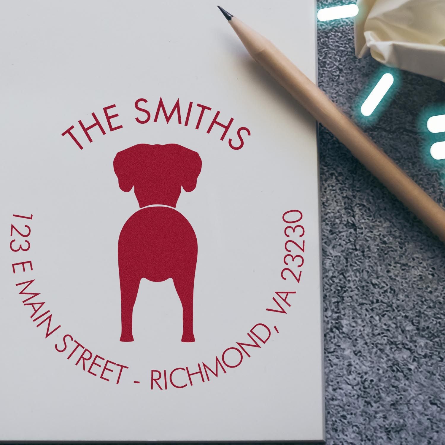 Wood Handle Great Dane Custom Return Address Stamp - Engineer Seal Stamps