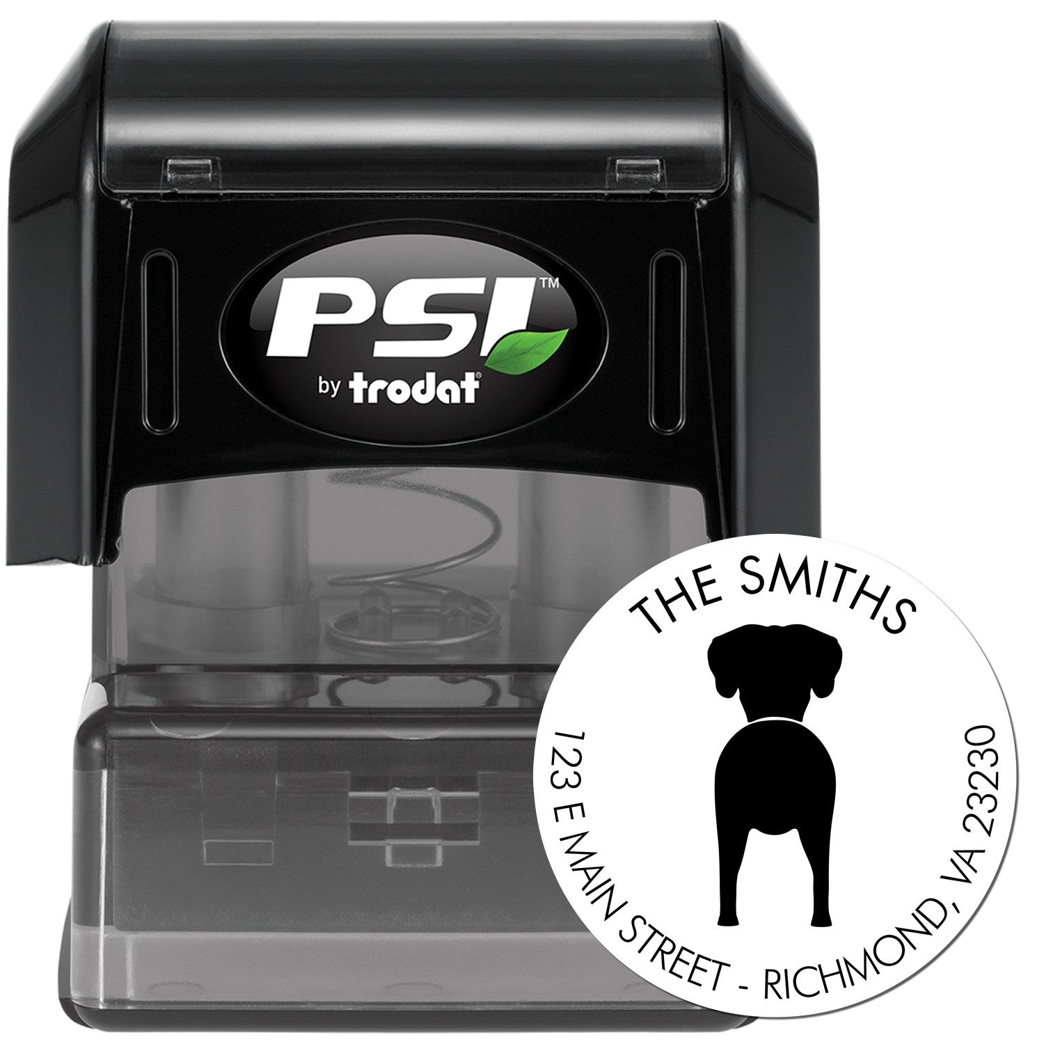 PSI Pre-Inked Great Dane Name and Address Rubber Stamp - Engineer Seal Stamps