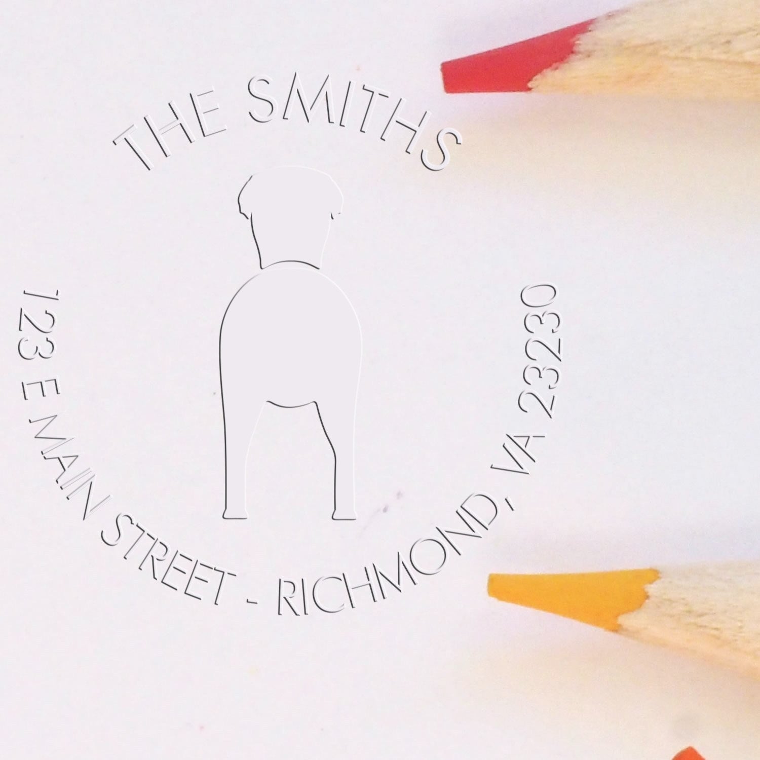 Soft Personalized Address Return Seal with Greyhound Dog - Engineer Seal Stamps