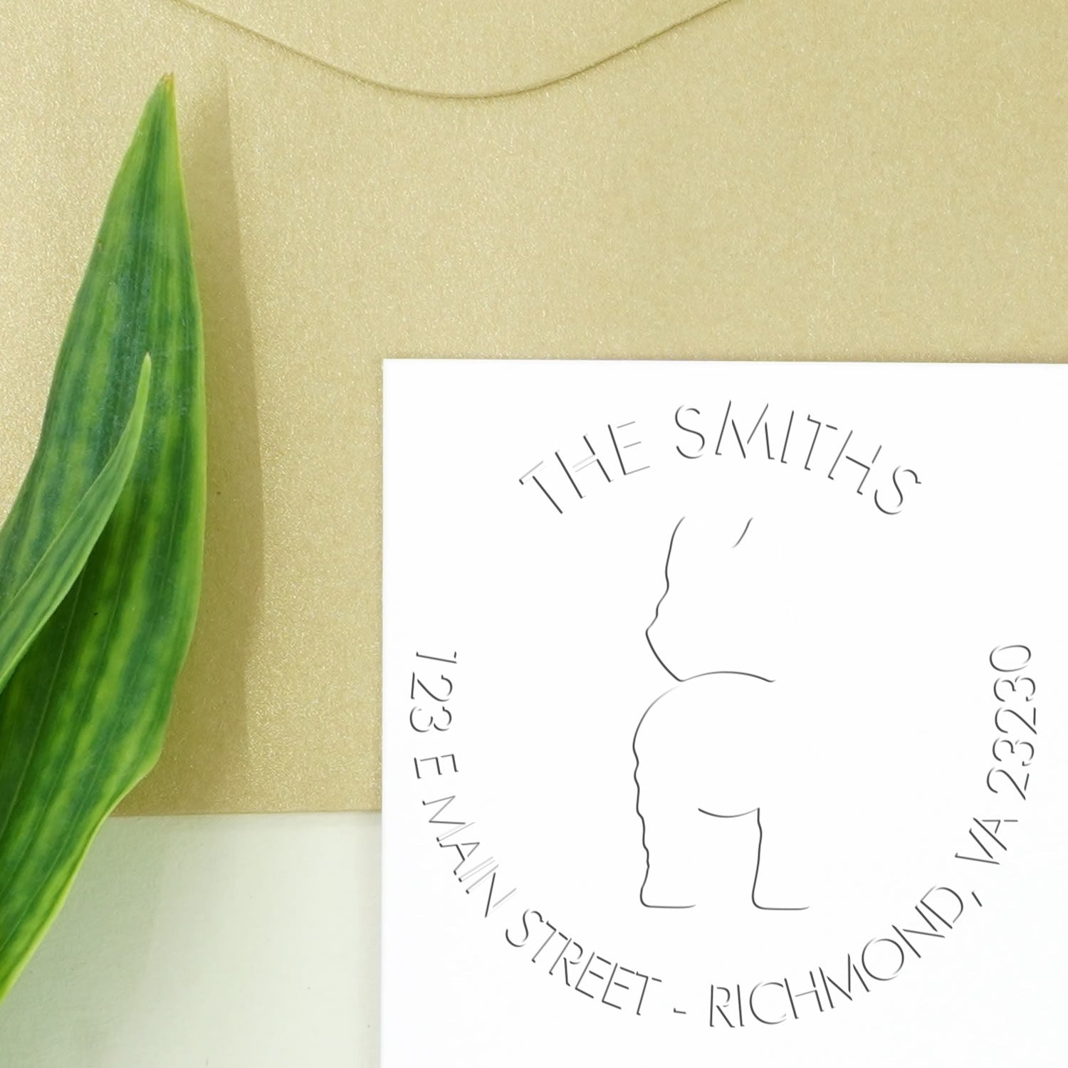 Soft Personalized Address Return Embossing Seal with Husky Dog