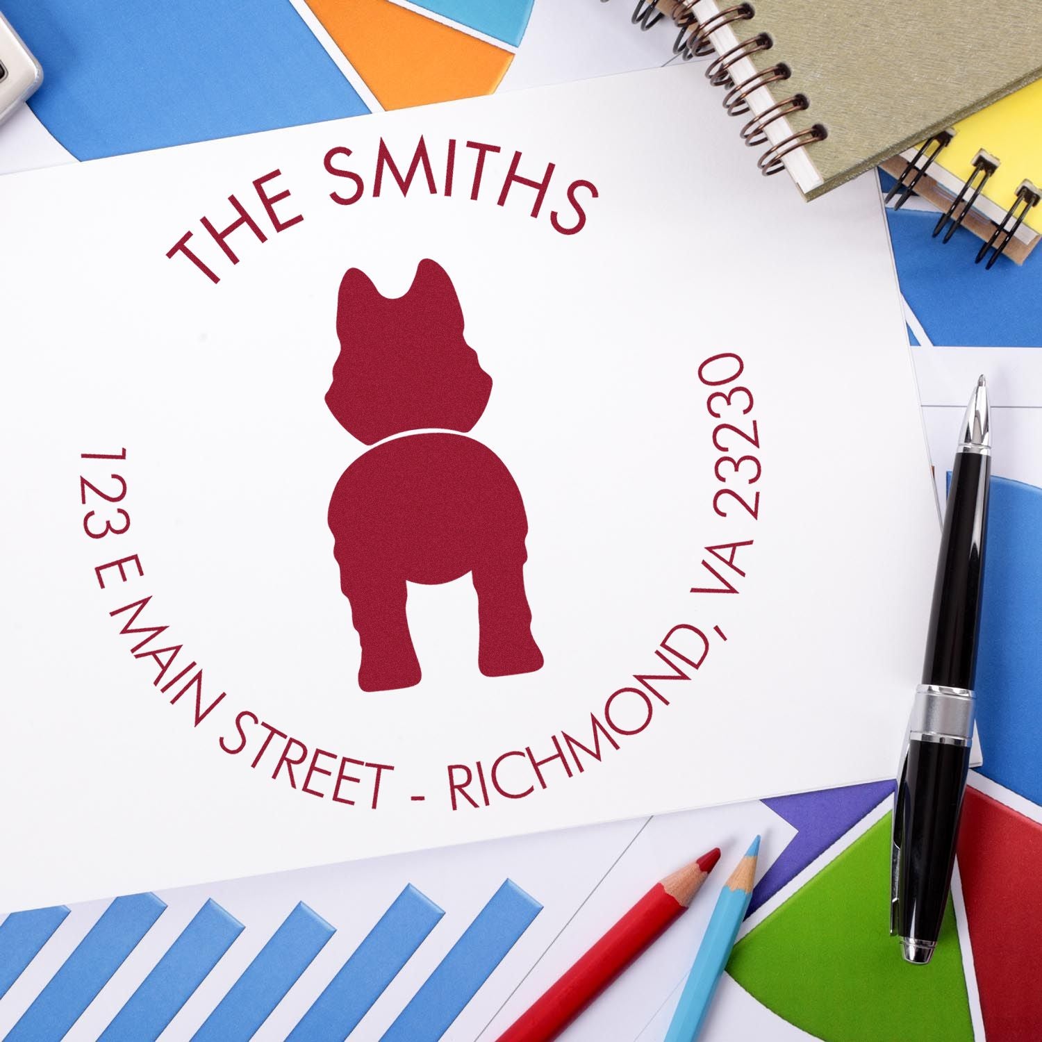 Slim Pre-Inked Husky Customized Address Rubber Stamp - Engineer Seal Stamps