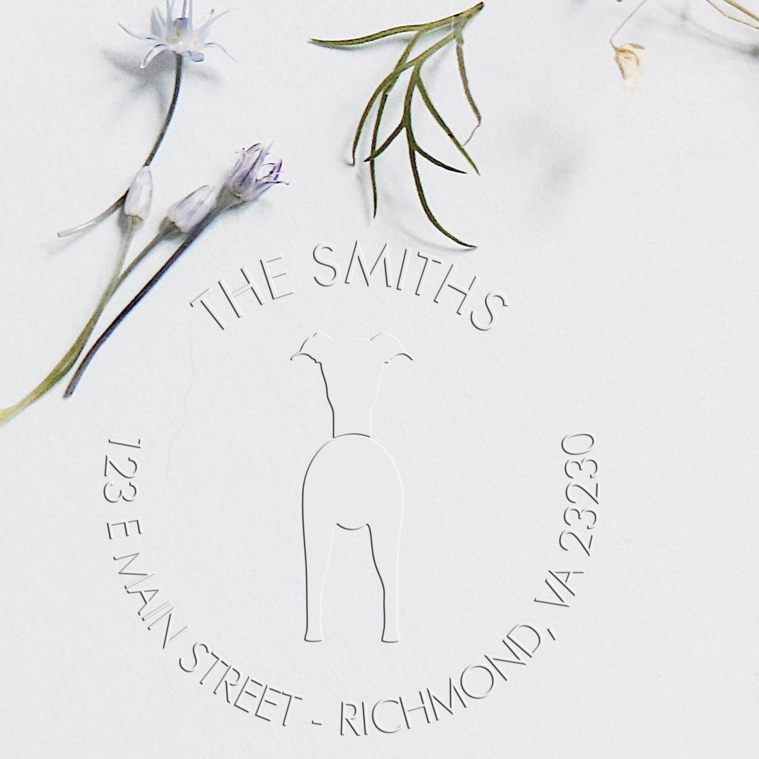 Soft Personalized Address Return Seal Stamp with Italian Greyhound Dog
