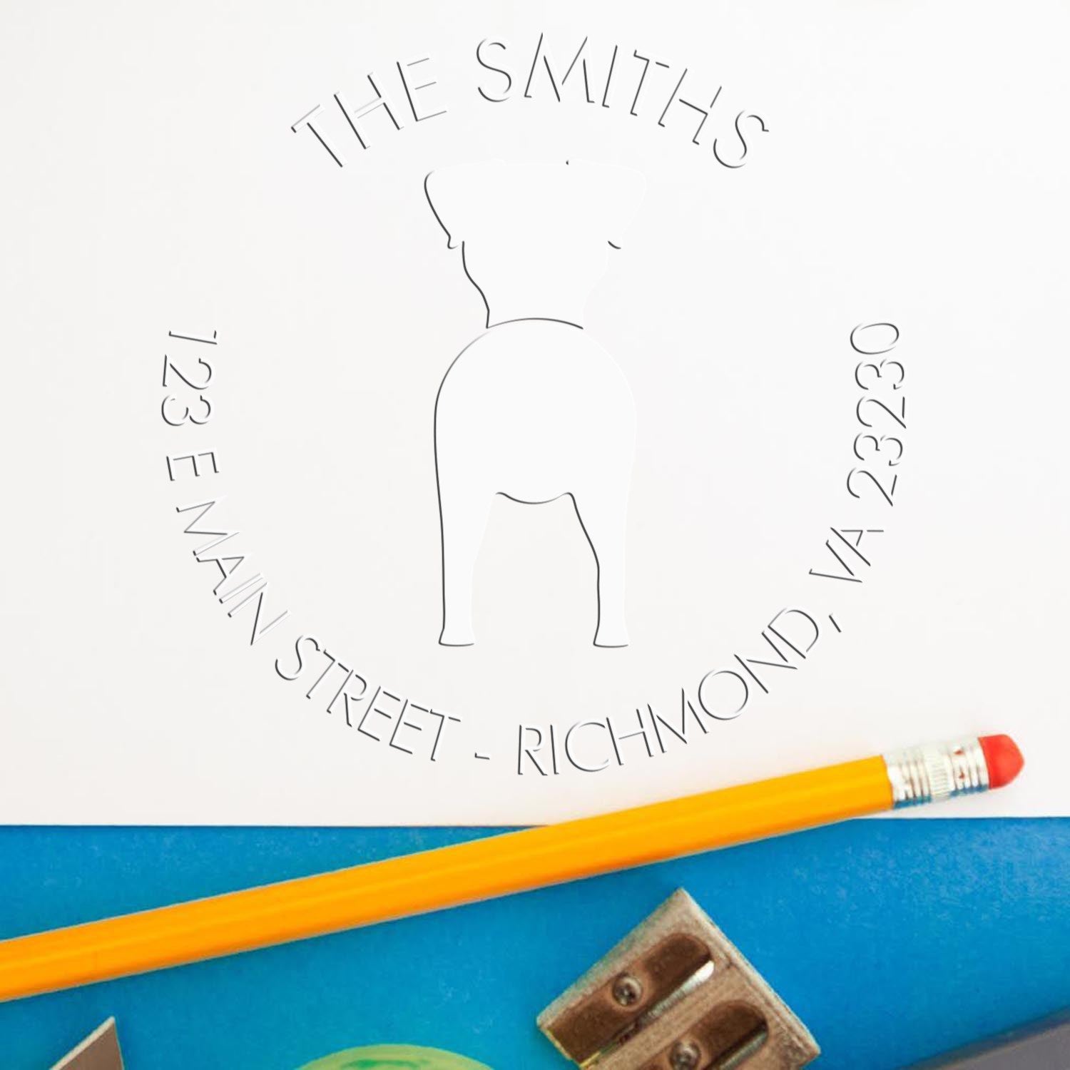 Soft Personalized Address Return Embossed Stamp with Jack Russell Terrier Dog