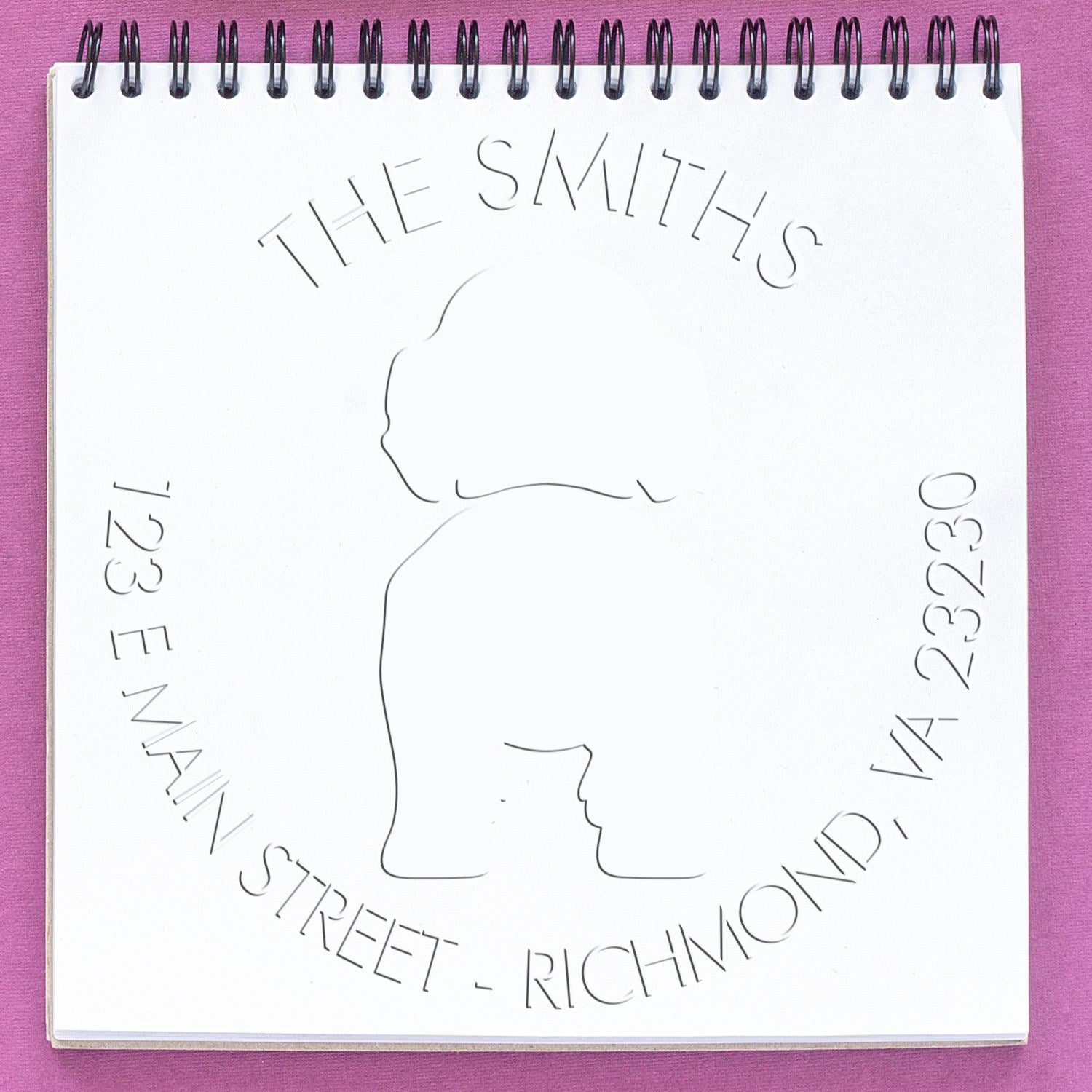 Soft Personalized Address Return Embossed Seal with Labradoodle Dog - Engineer Seal Stamps