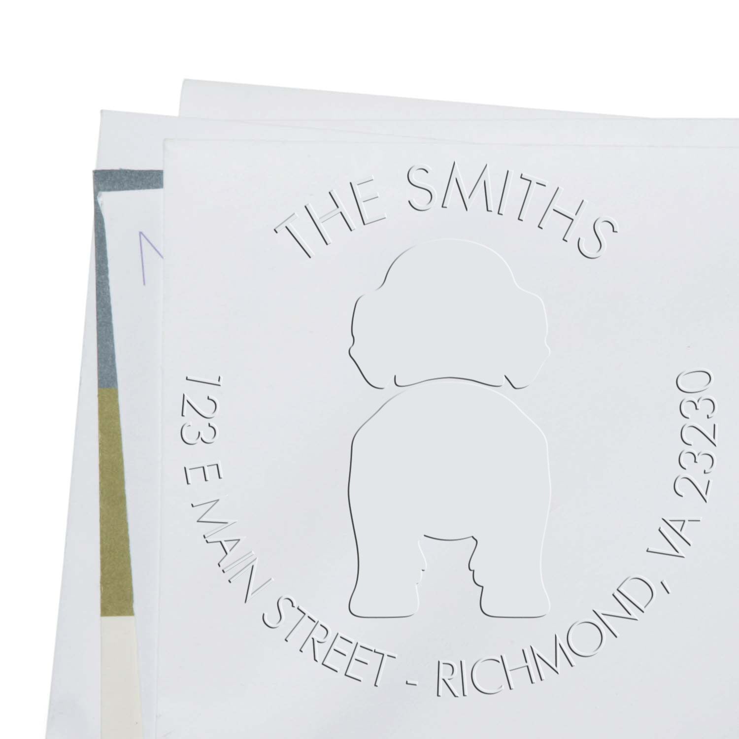 Soft Personalized Address Return Embossed Seal with Labradoodle Dog