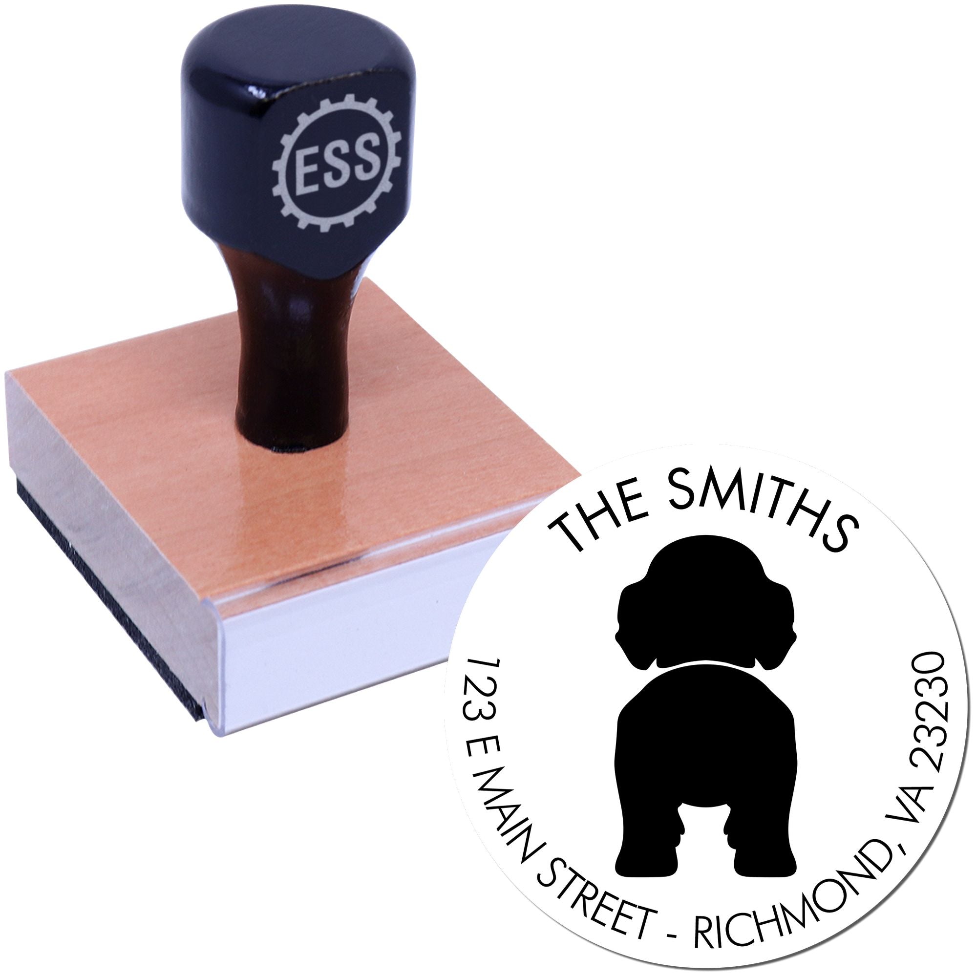 Wood Handle Labradoodle Custom Return Address Stamper - Engineer Seal Stamps