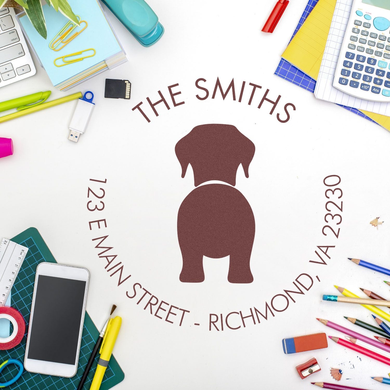 Slim Pre-Inked Labrador Customized Name and Address Rubber Stamp - Engineer Seal Stamps